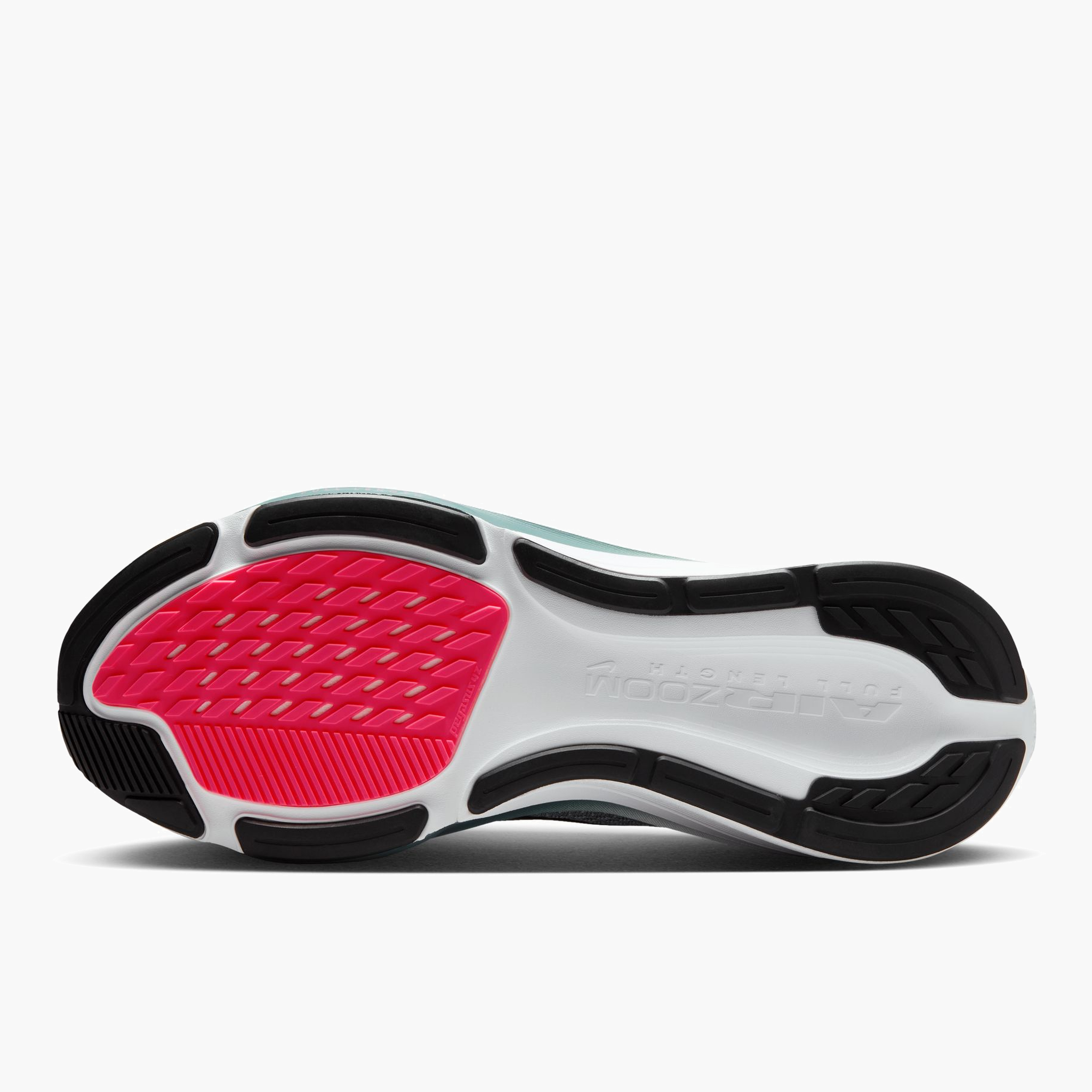 Sole angle shot of Men's Pegasus 42 in White / Black-Mineral Slate-Hyper Pink