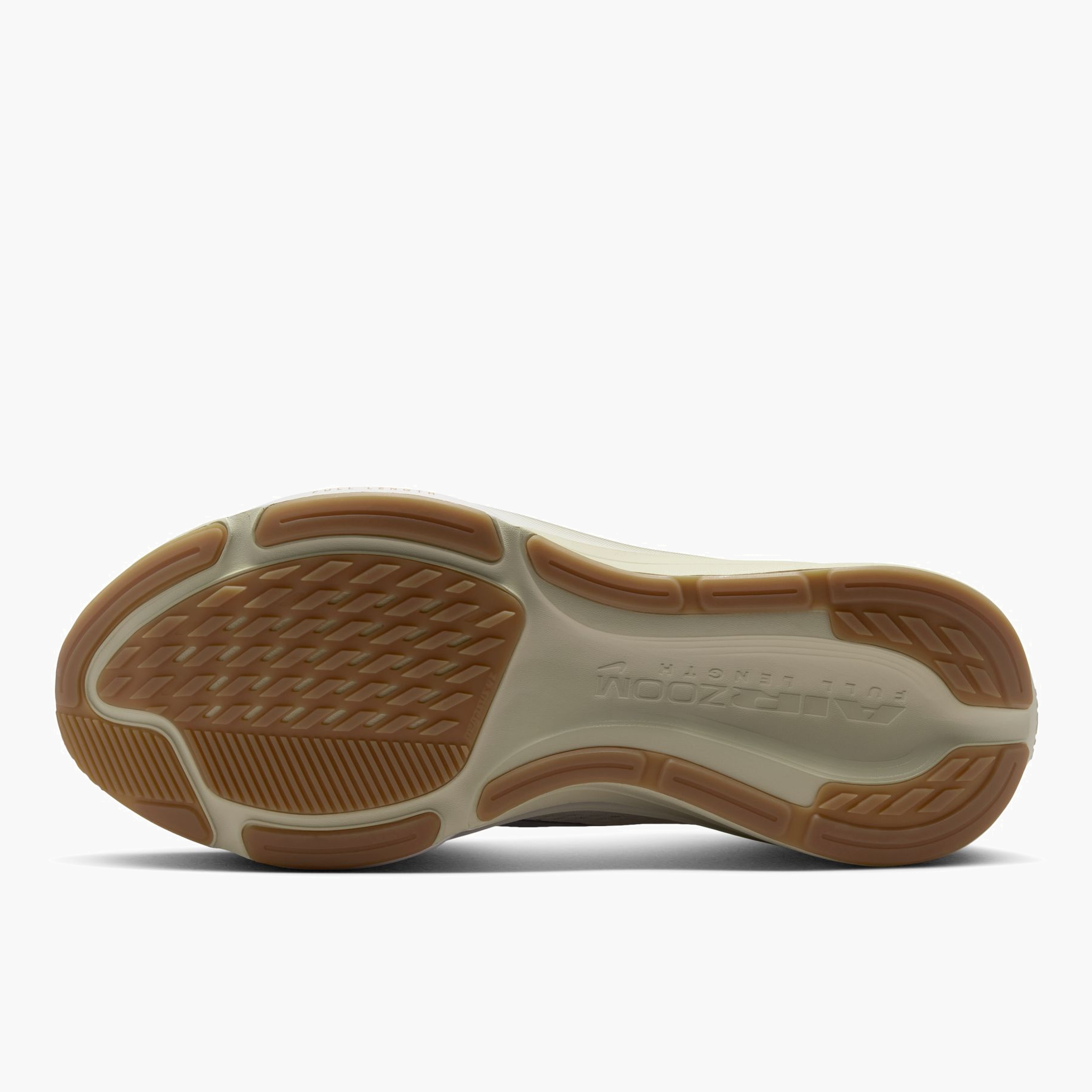Sole angle shot of Men's Pegasus 42 in Coconut Milk / Metallic Silver-Lt Khaki