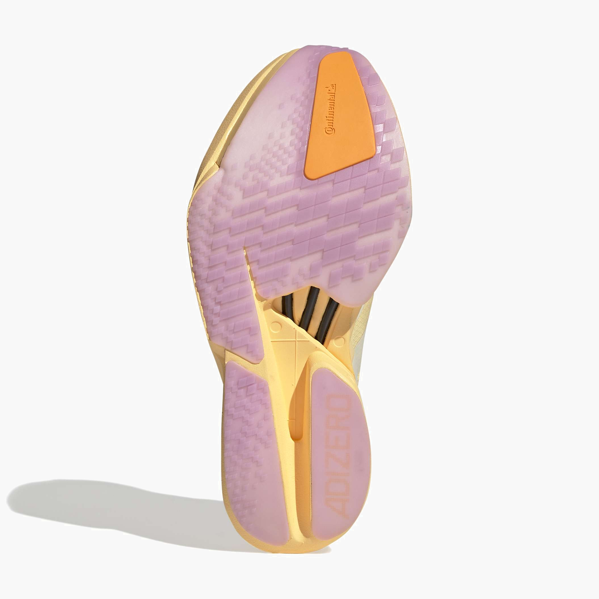 Sole angle shot of Women's Adios Pro 4 in Icta / Icgome / Blilil