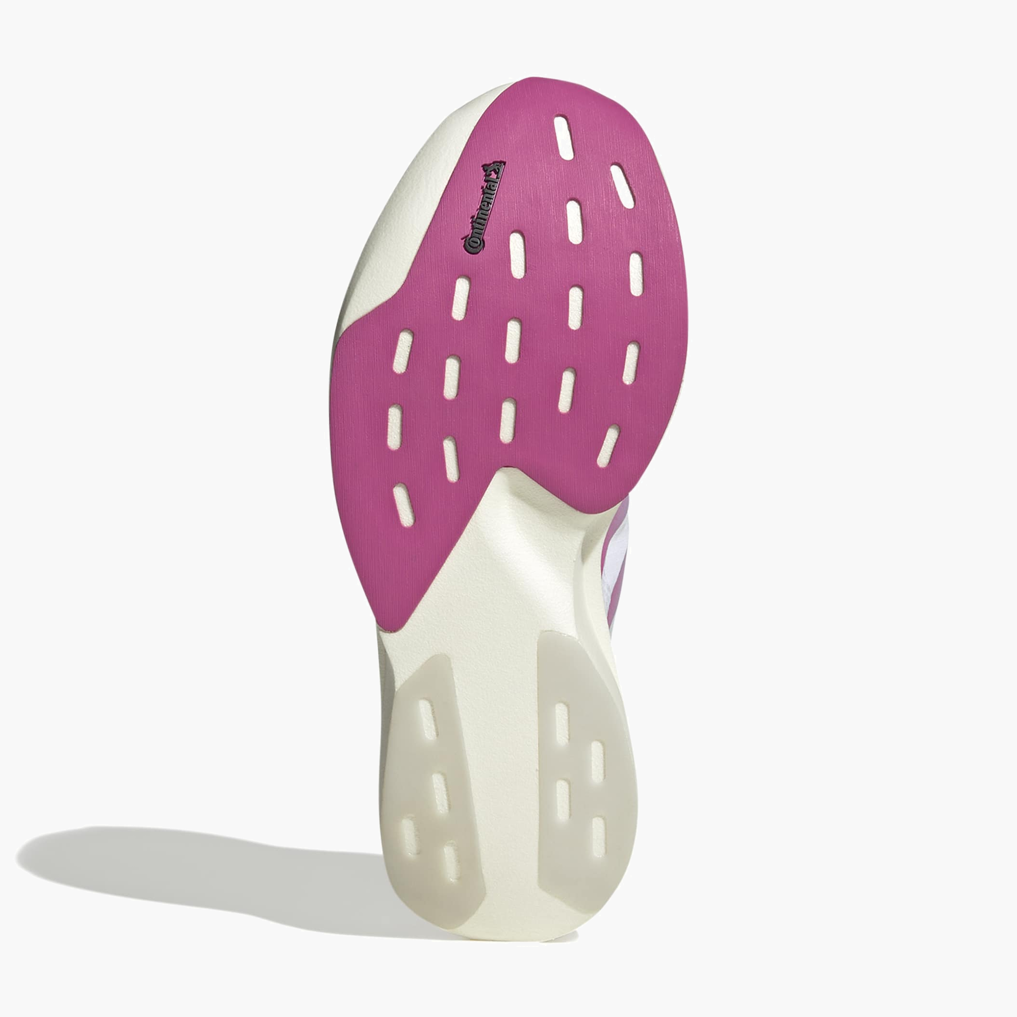 Sole angle shot of Women's Evo SL Woven in Ftwr White / Lucid Fuchsia / Violet Tone