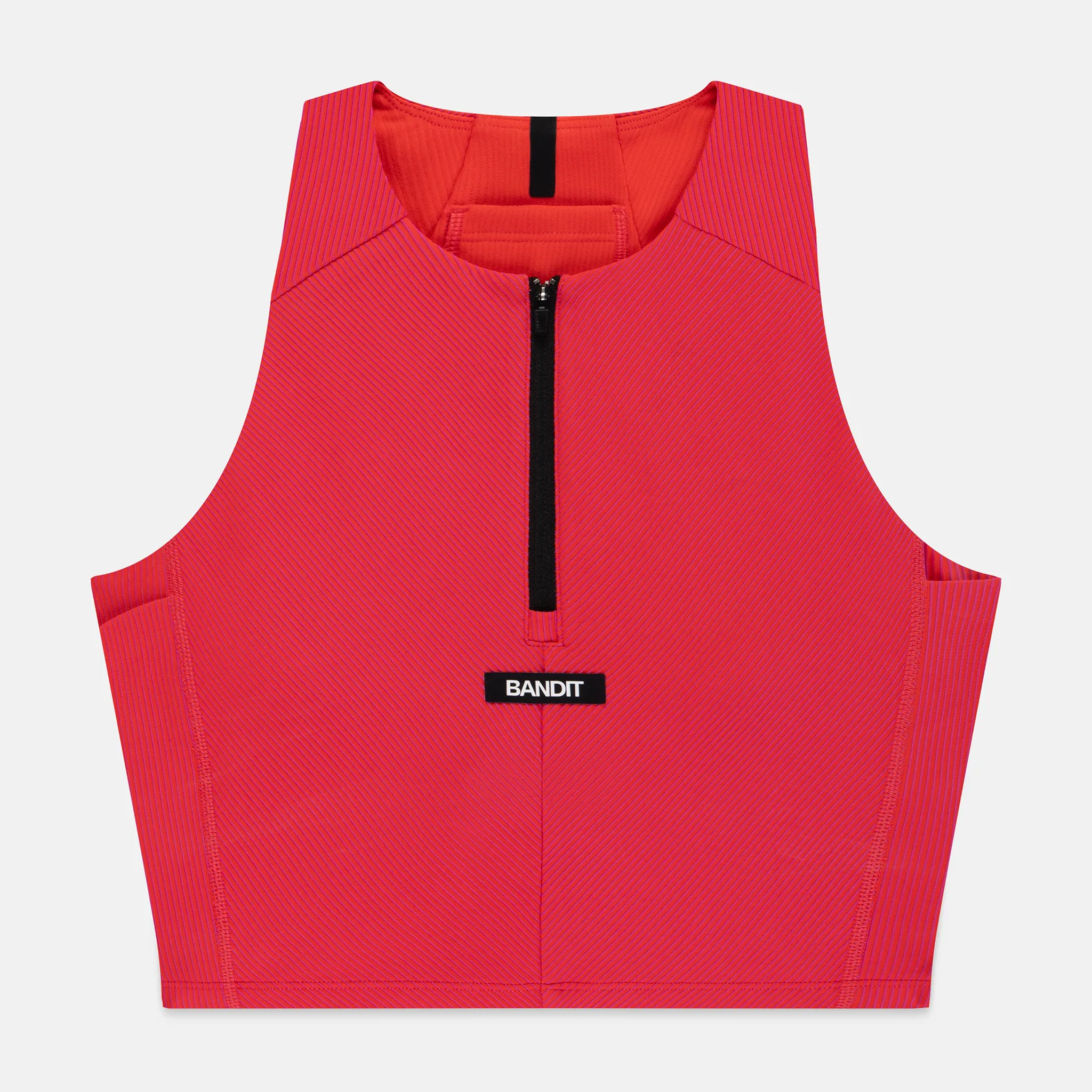 Women's Striped Cadence Zip Front Race Crop — Poppy / Azalea — image 11