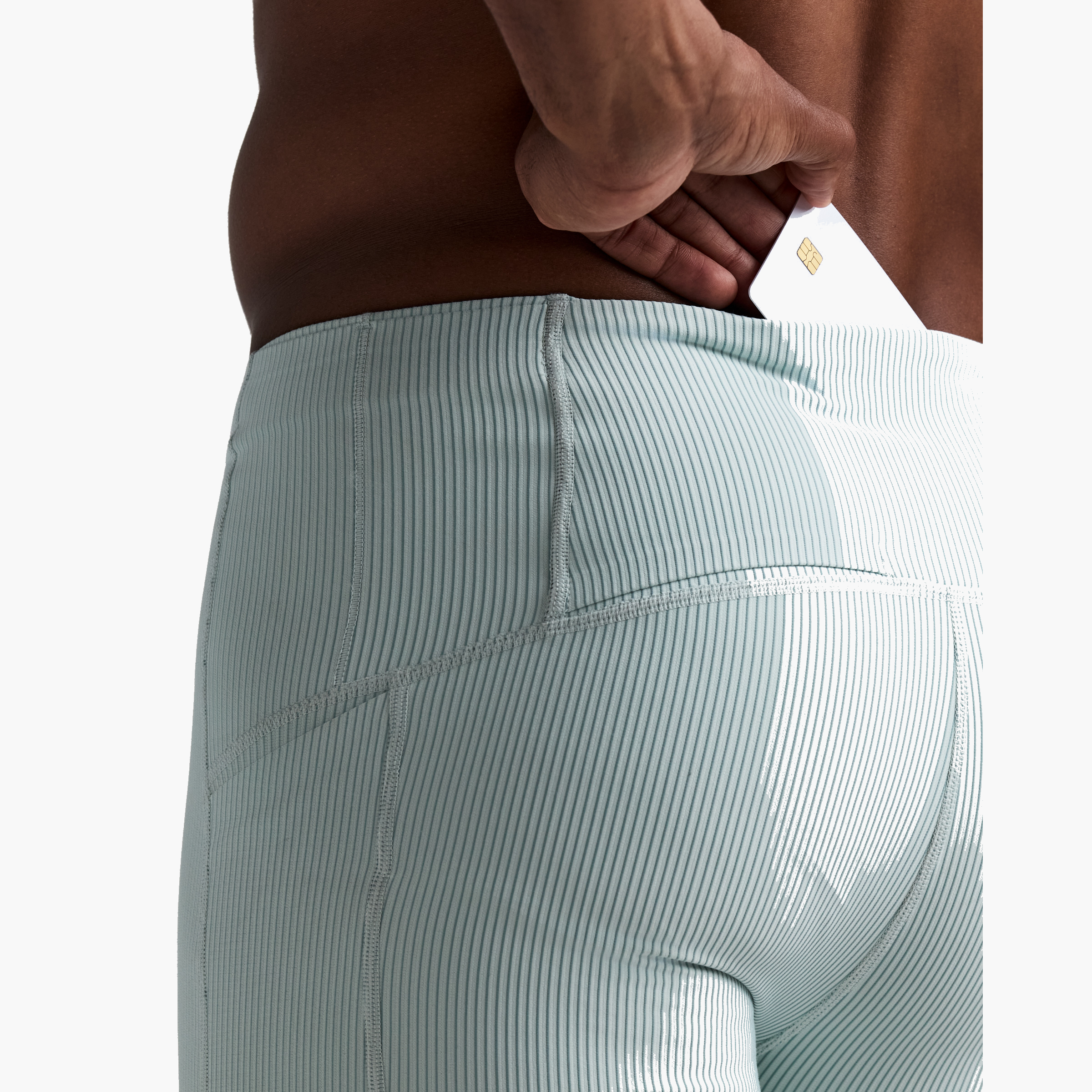 Men's Striped Cadence Quarter Tights — Mist / Lagoon — image 6