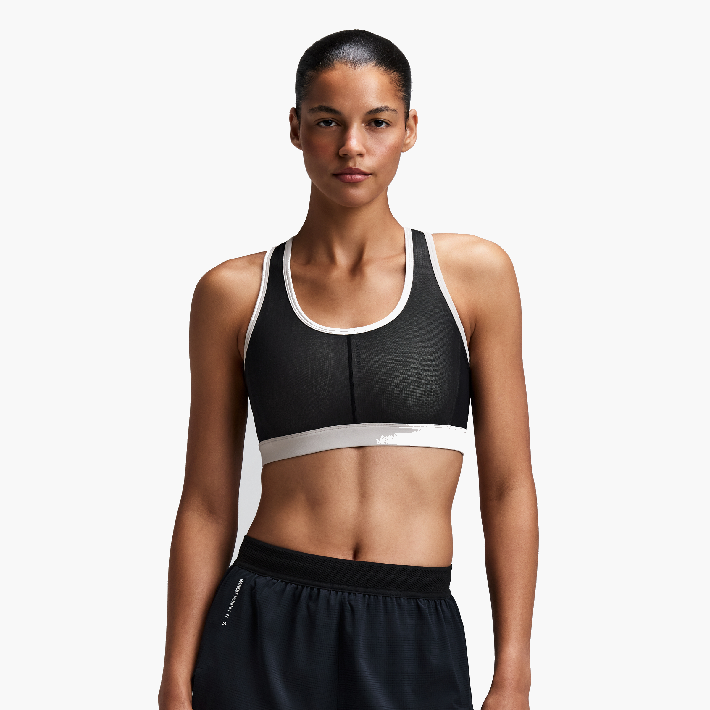 Women's Vanisher Reverso Scoop Neck Run Bra — Black / Plaster — image 1