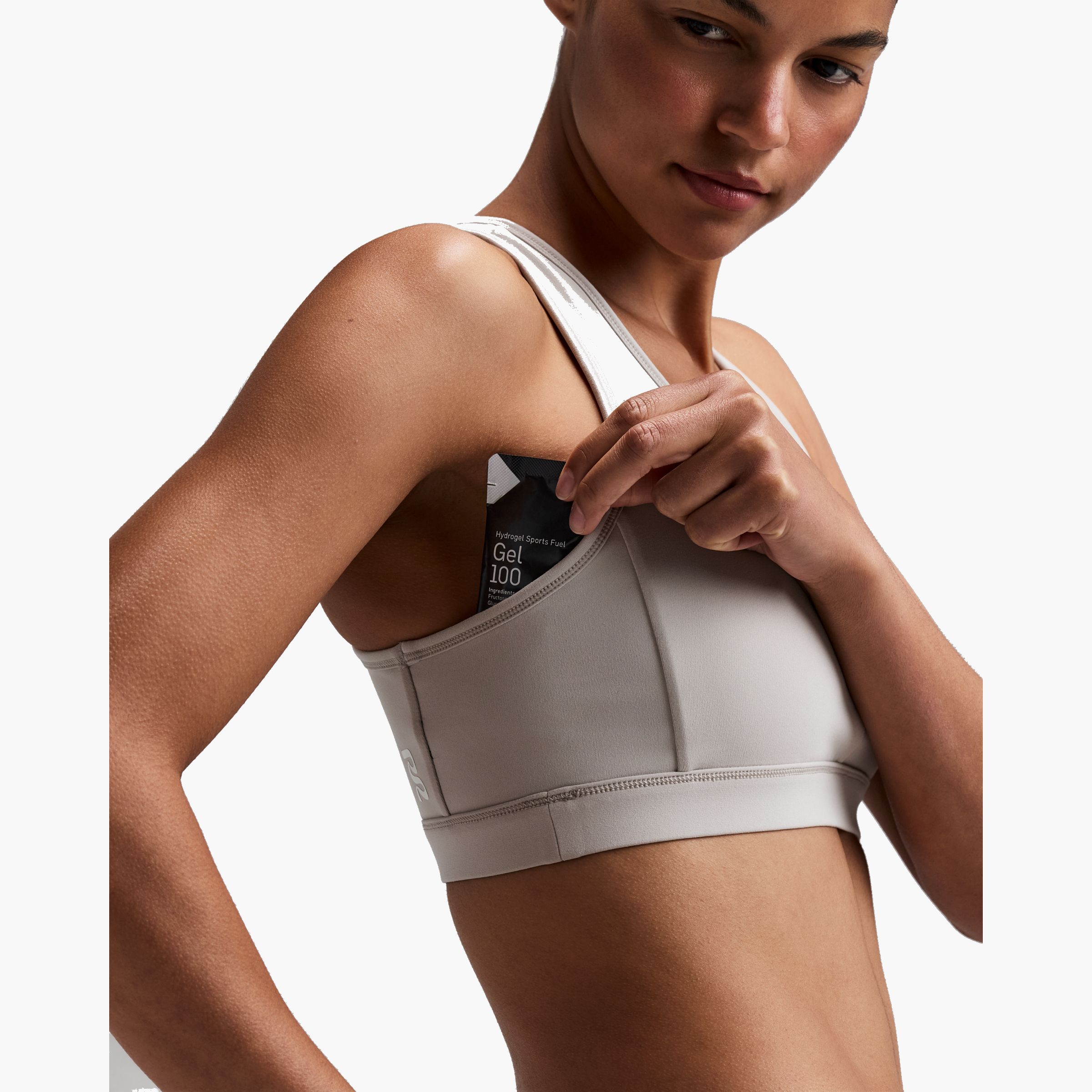 Women's Vanisher Reverso Scoop Neck Run Bra — Black / Plaster — image 8
