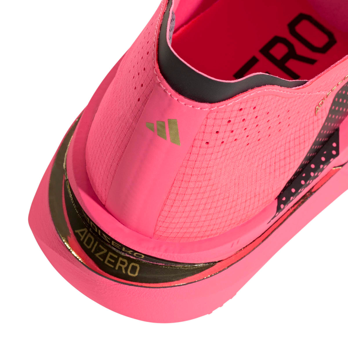 Heel detail of the adidas Adizero Adios Pro 5 in Solar Turbo