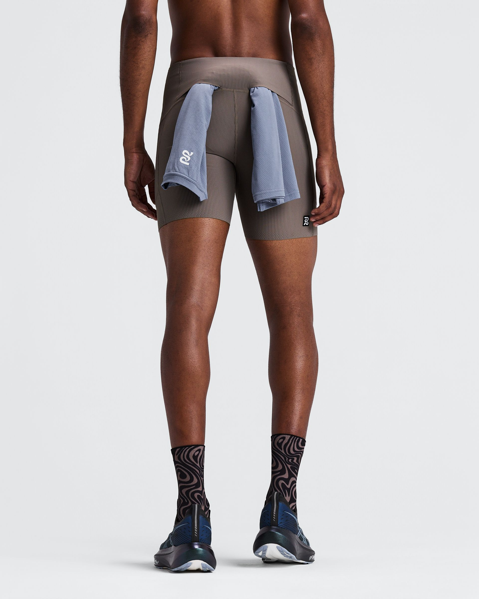 Men's Striped Cadence Quarter Tights — Ride-Up Prevention Grip