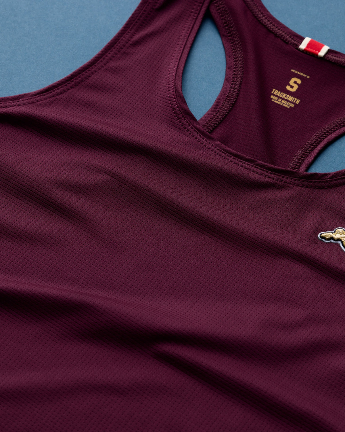 Tracksmith Twilight micro-mesh fabric detail on the women's crop tank