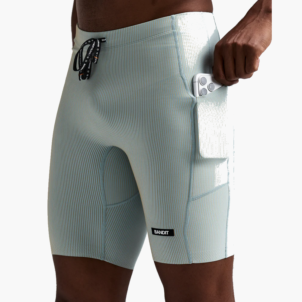 Men's Striped Cadence Half Tights — Lagoon / Copal — image 1