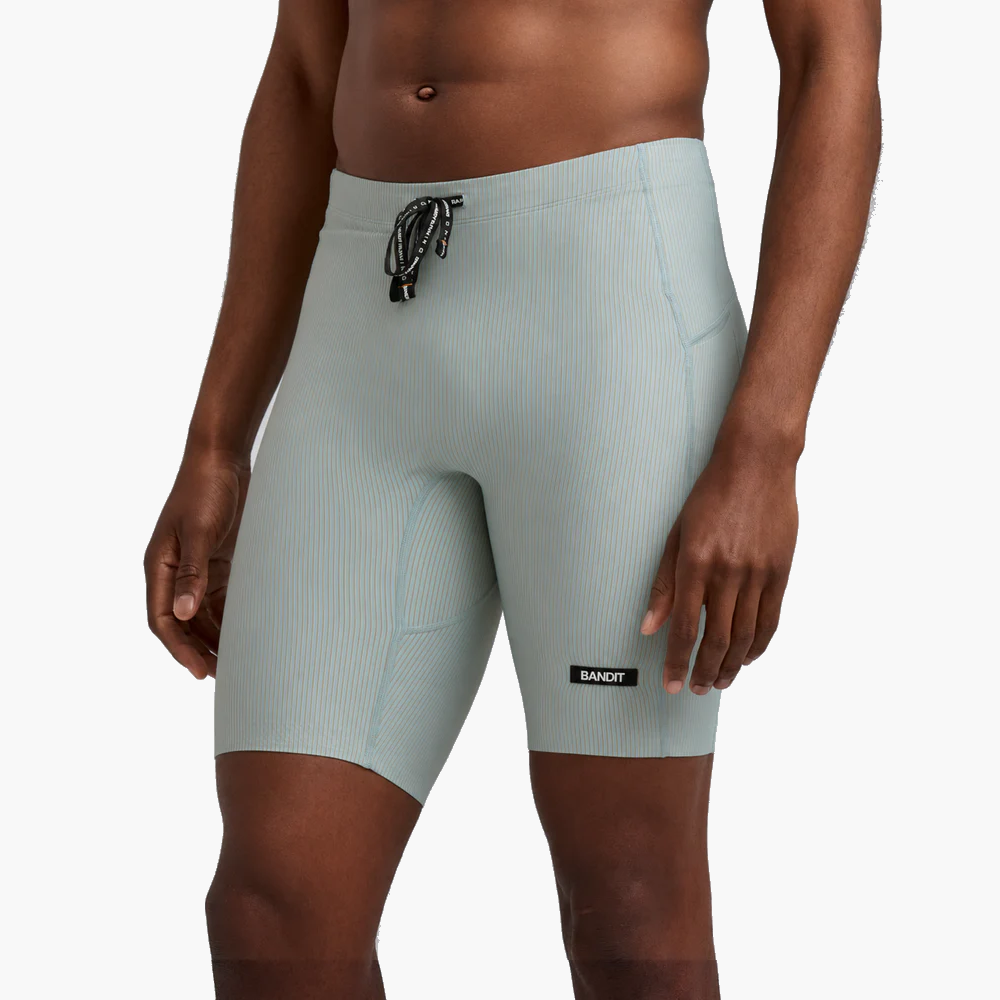 Men's Striped Cadence Half Tights — Lagoon / Copal — image 2