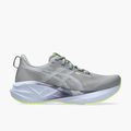 Lateral angle shot of Women's Novablast 5 in Gravel / Blue Fade