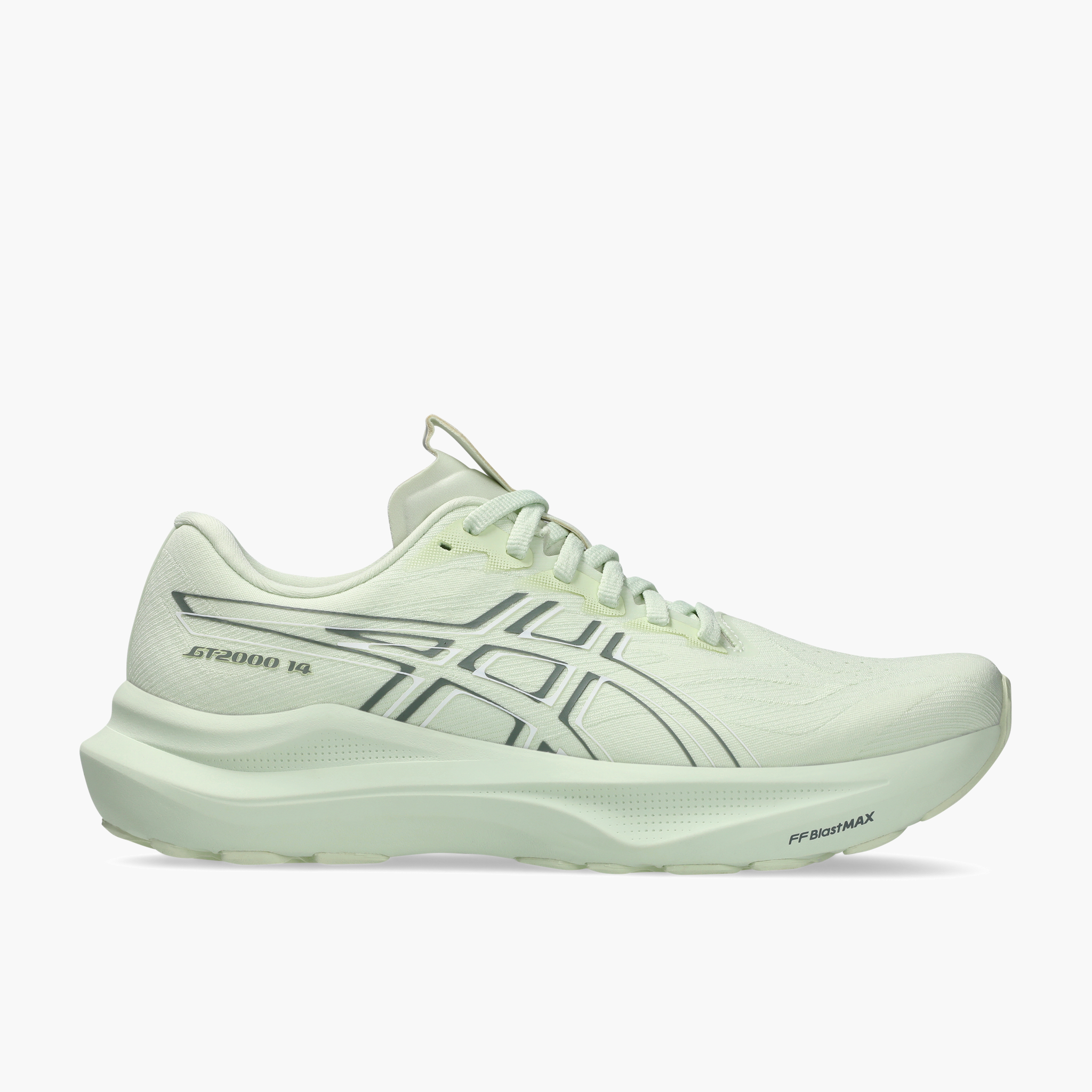 Lateral angle shot of Women's GT-2000 14 in Whisper Green / Monument Blue