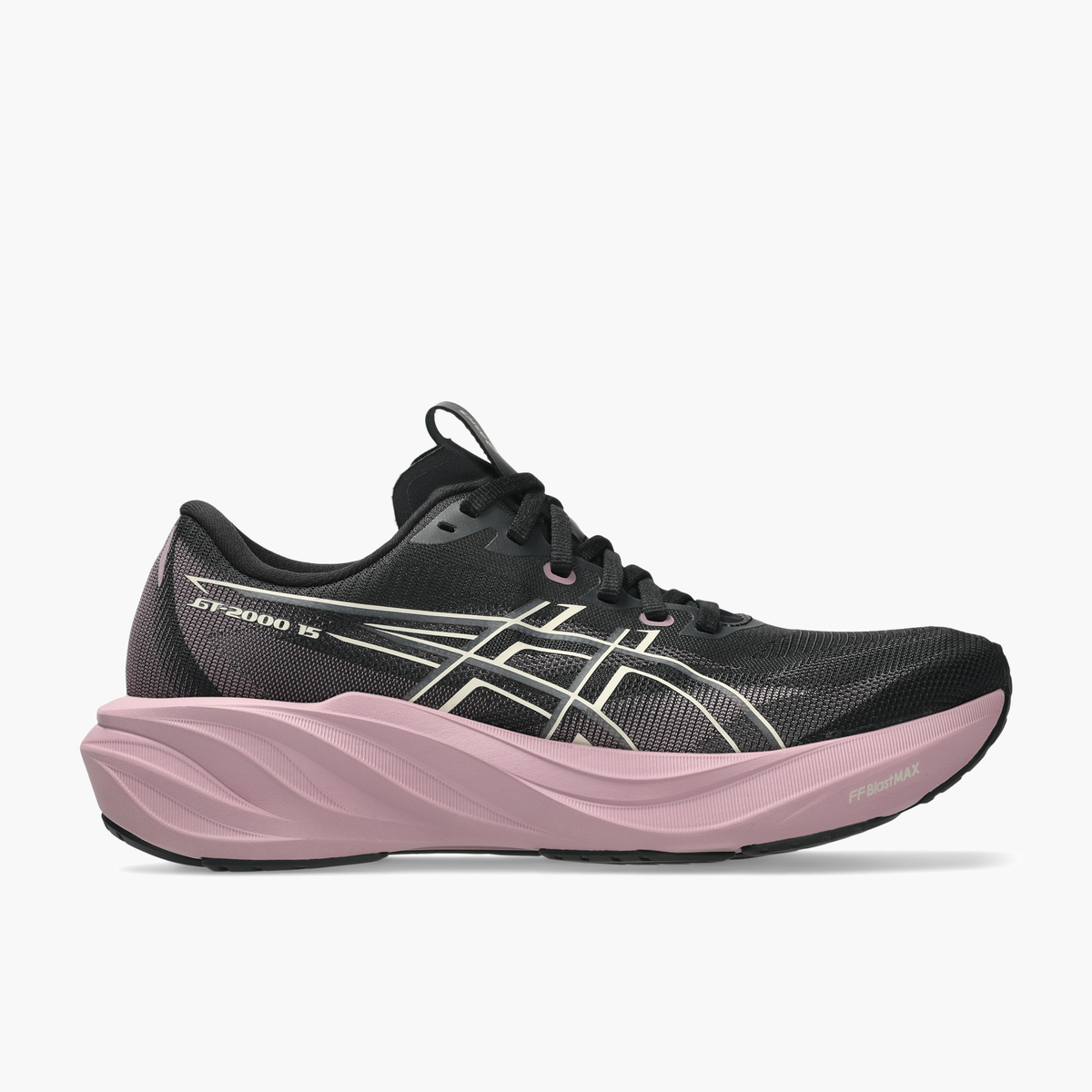 Lateral angle shot of Women's GT-2000 15 in Black / Taro Purple
