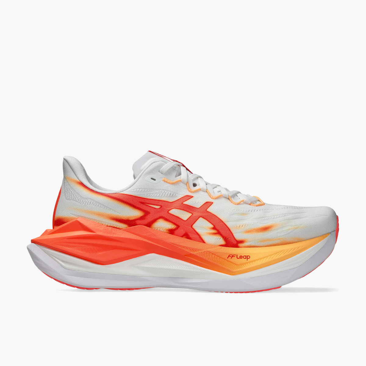 Lateral angle shot of All Gender Superblast 3 in White / Orange Glow