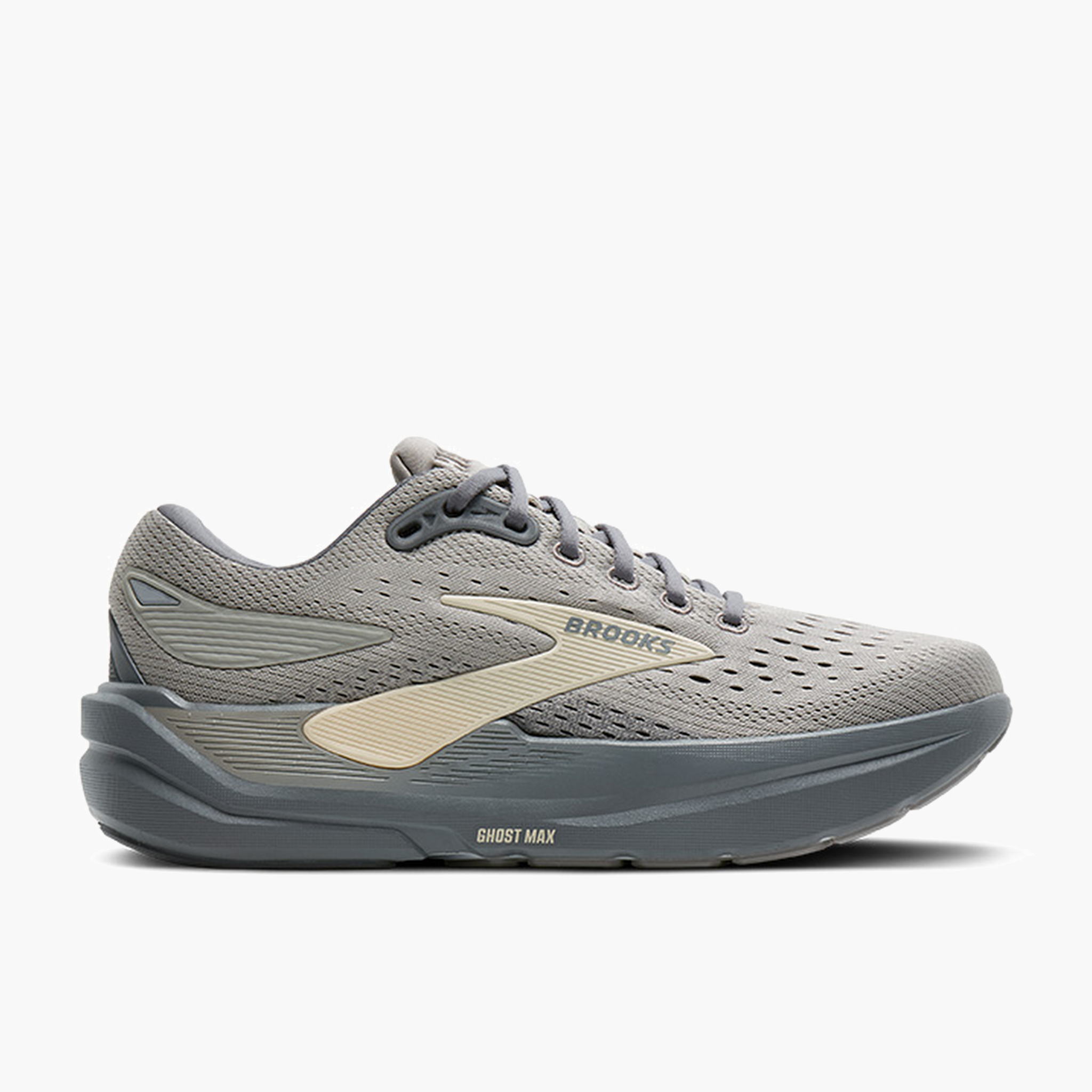 Lateral angle shot of Men's Ghost Max 3 in Rockridge / Poppyseed / Sand