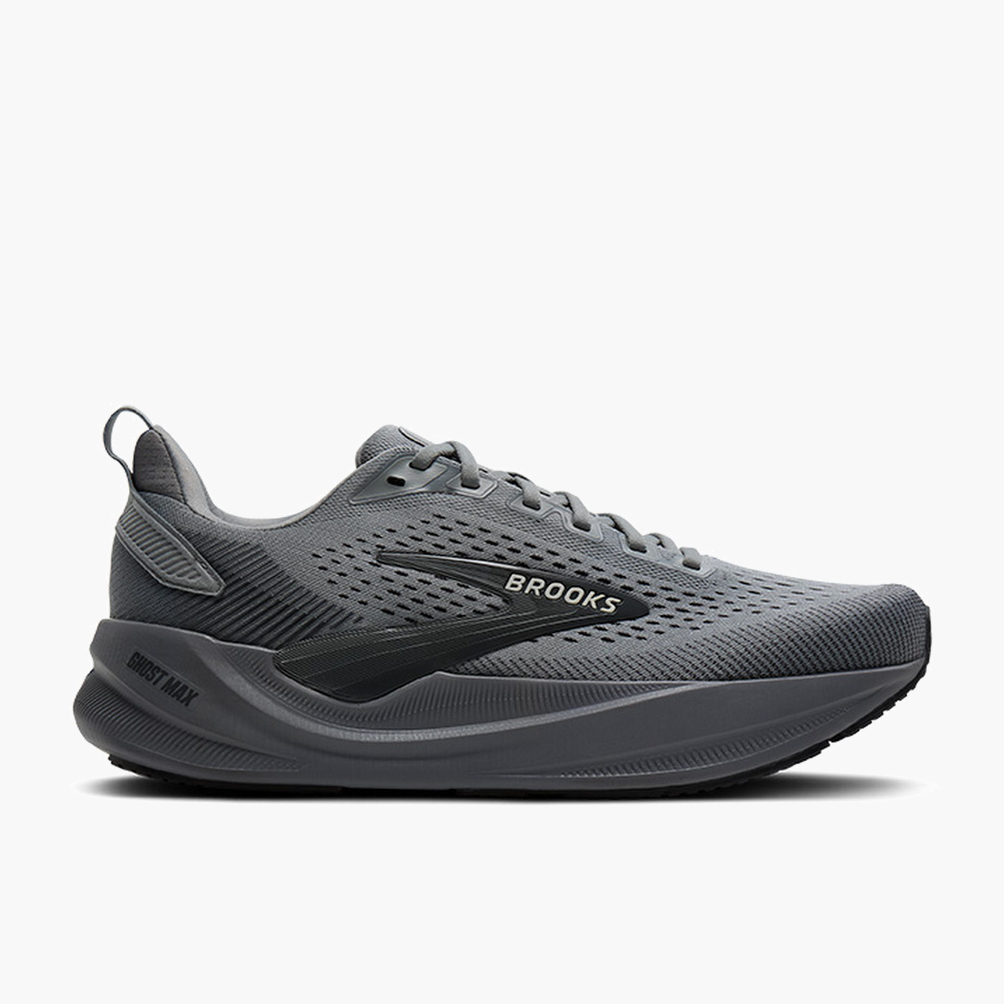 Lateral angle shot of Men's Ghost Max 4 in Grey / Grey / Ebony