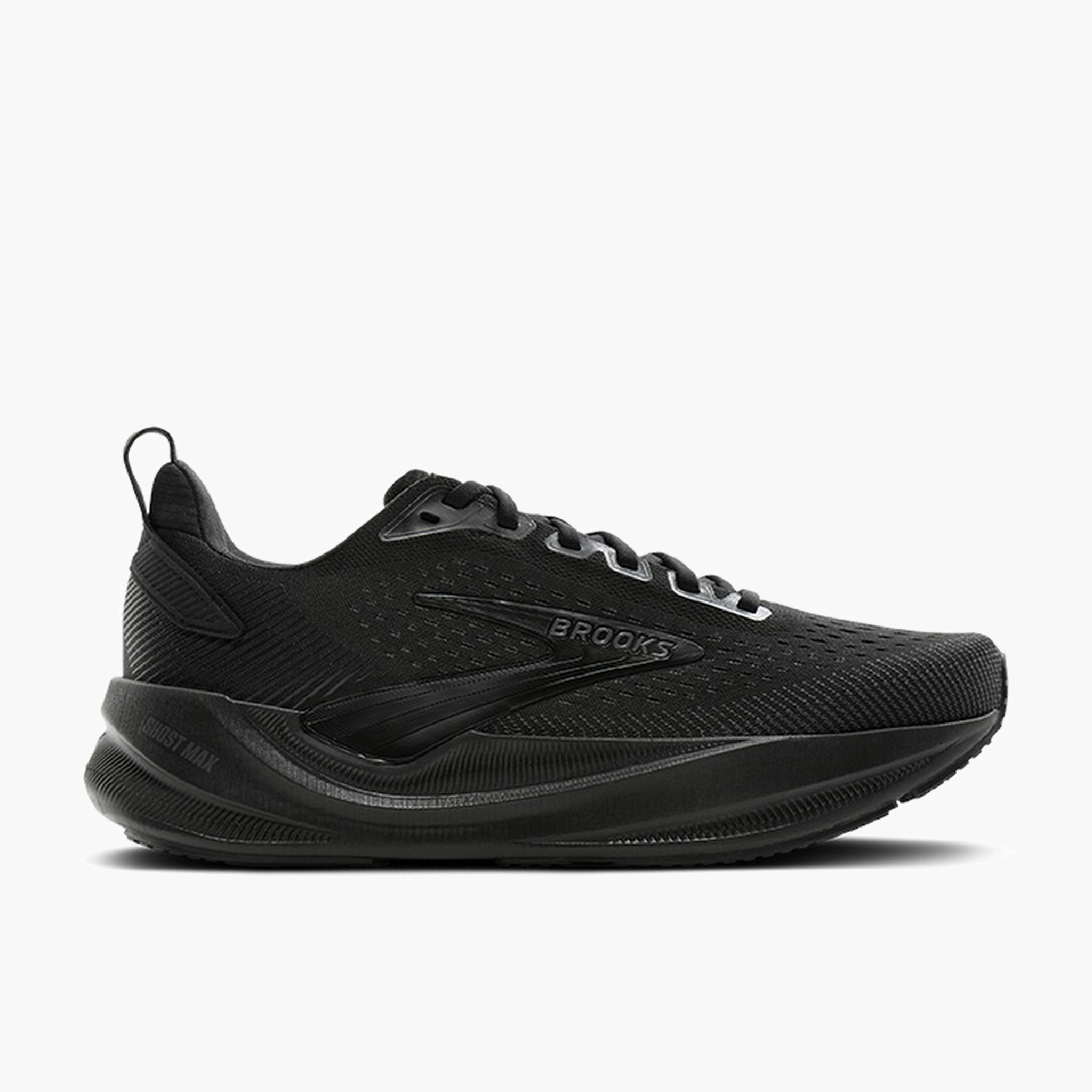 Lateral angle shot of Men's Ghost Max 4 in Black / Black / Ebony