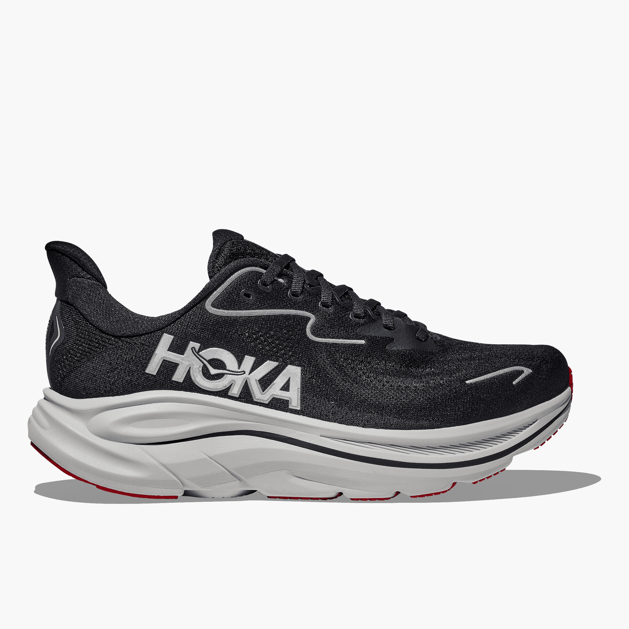 Lateral angle shot of Men's Clifton 10 in Black  /  Silver
