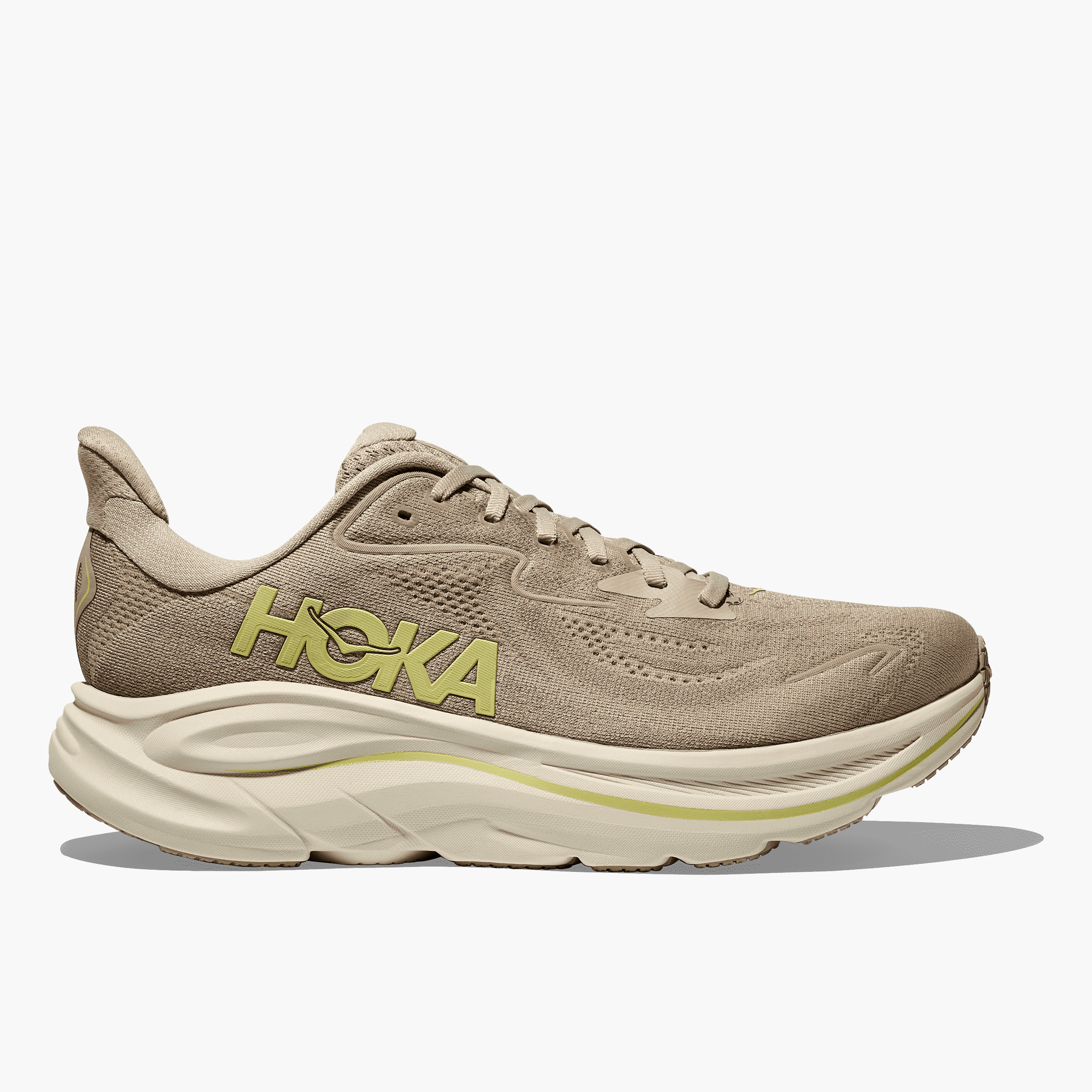 Lateral angle shot of Men's Clifton 10 in Raw Linen  /  Stone