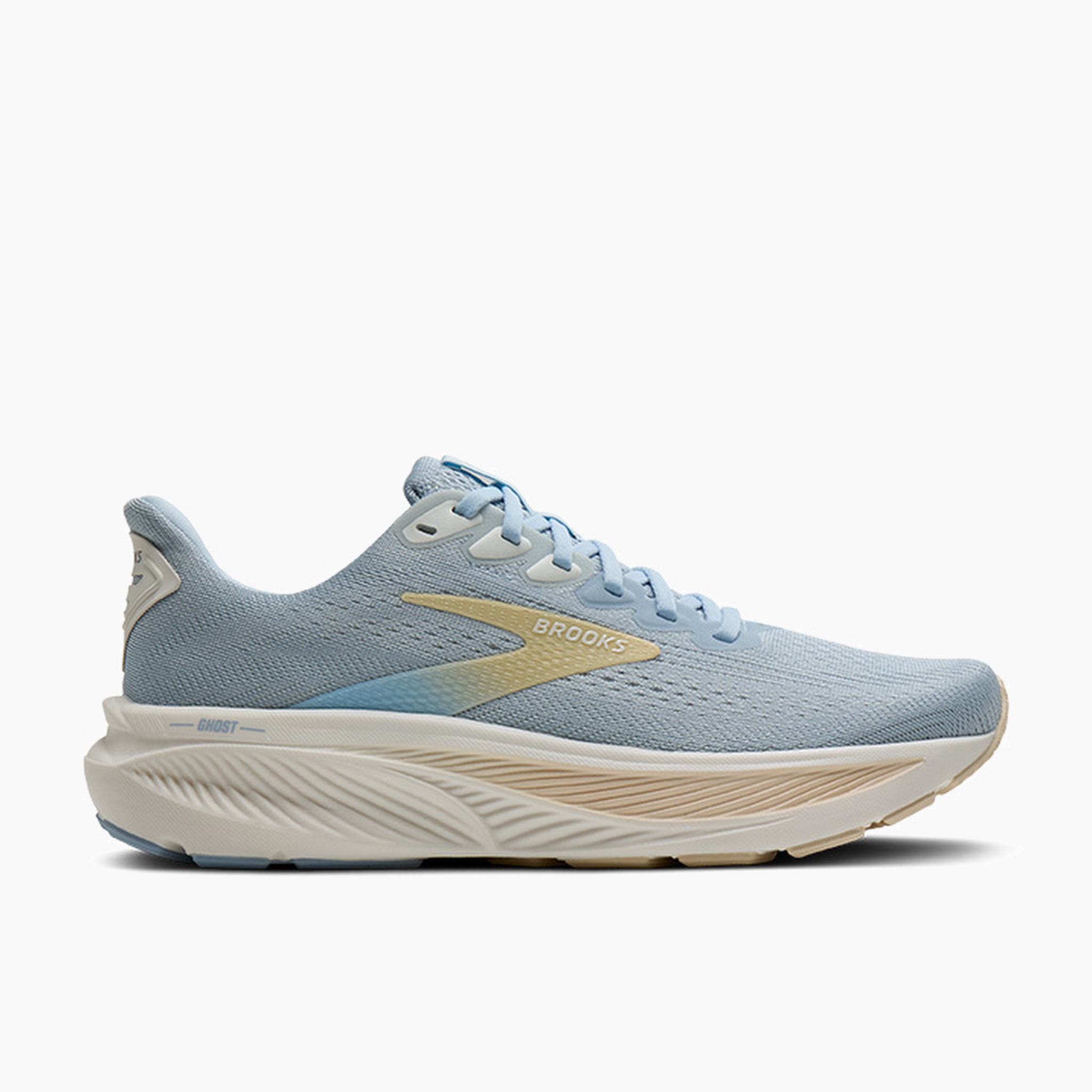 Lateral angle shot of Women's Ghost 17 in Skyway / Coconut / Sand