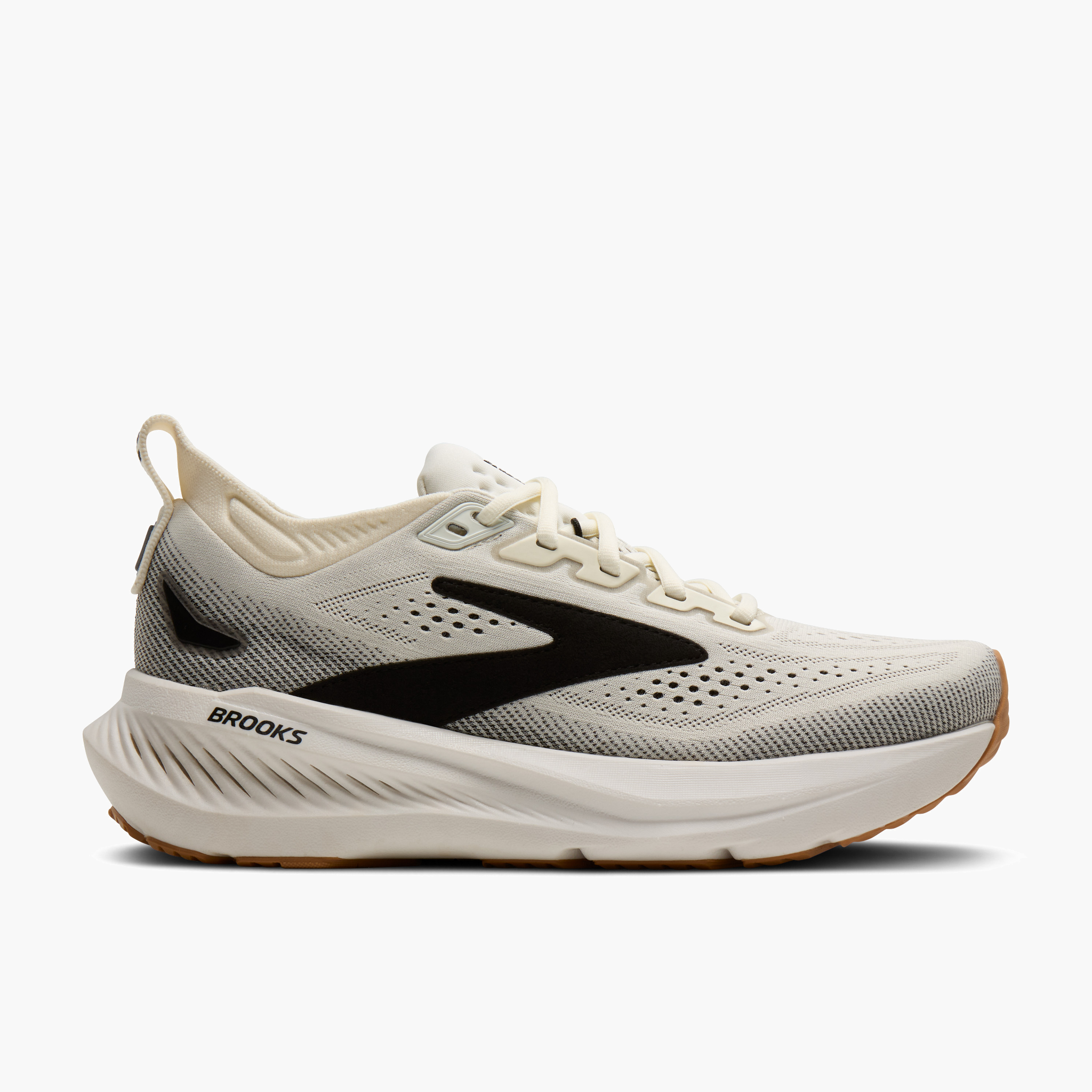 Lateral angle shot of Women's Glycerin 23 in White / Black / Biscuit