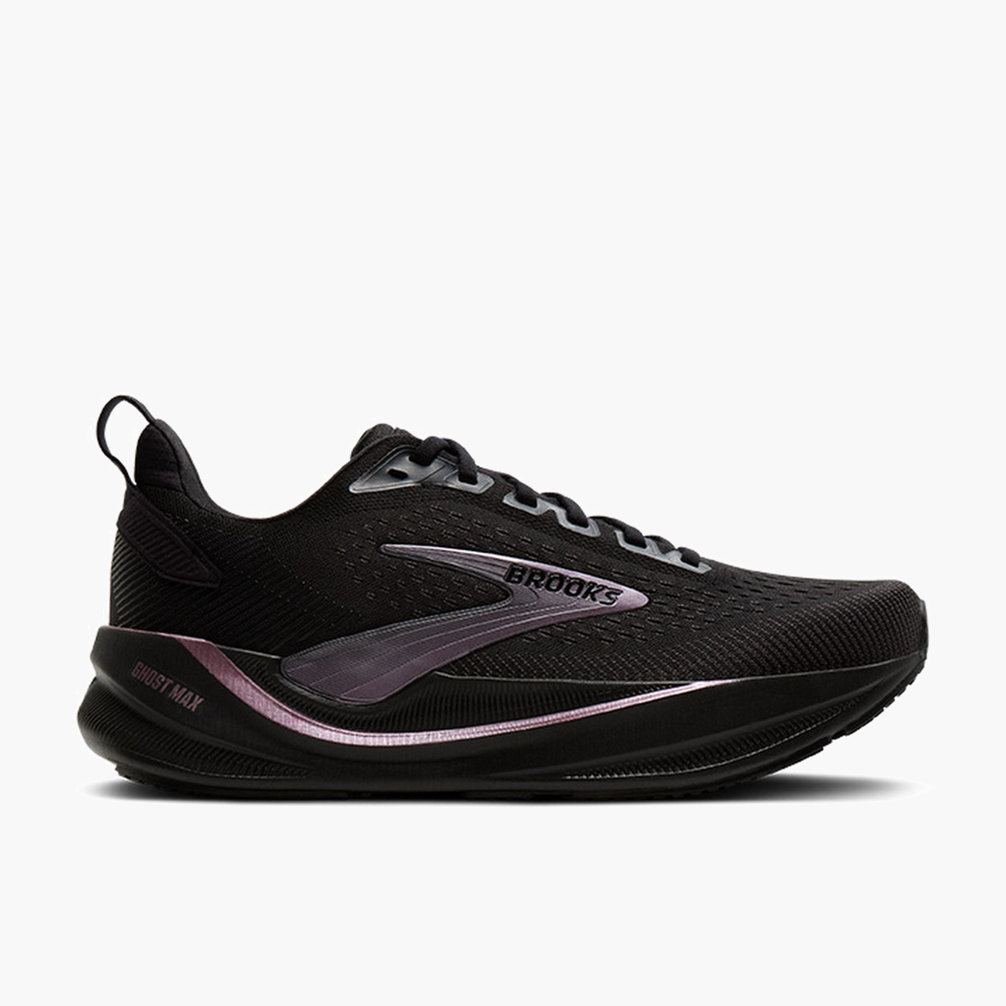 Lateral angle shot of Women's Ghost Max 4 in Black / Black / Rose Gold