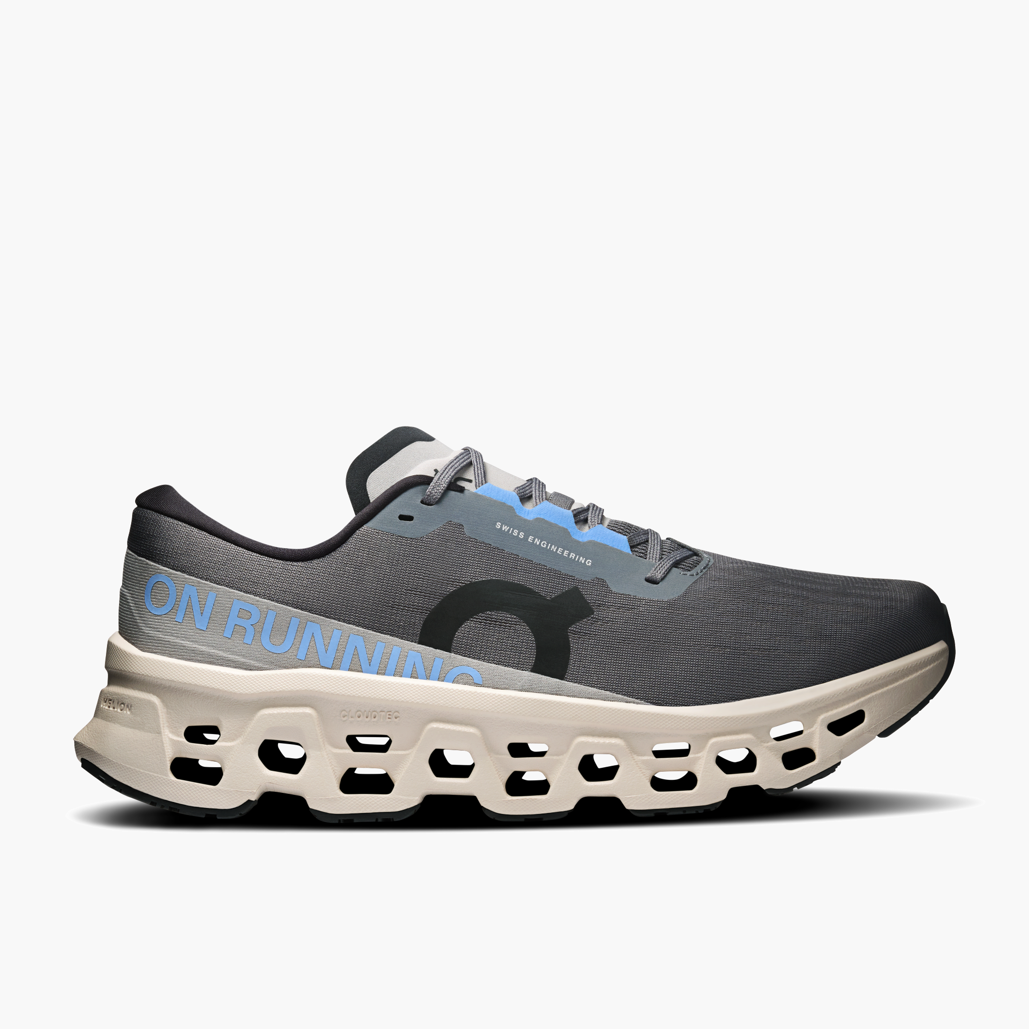 Lateral angle shot of Men's Cloudmonster 3 in Rock | Silver