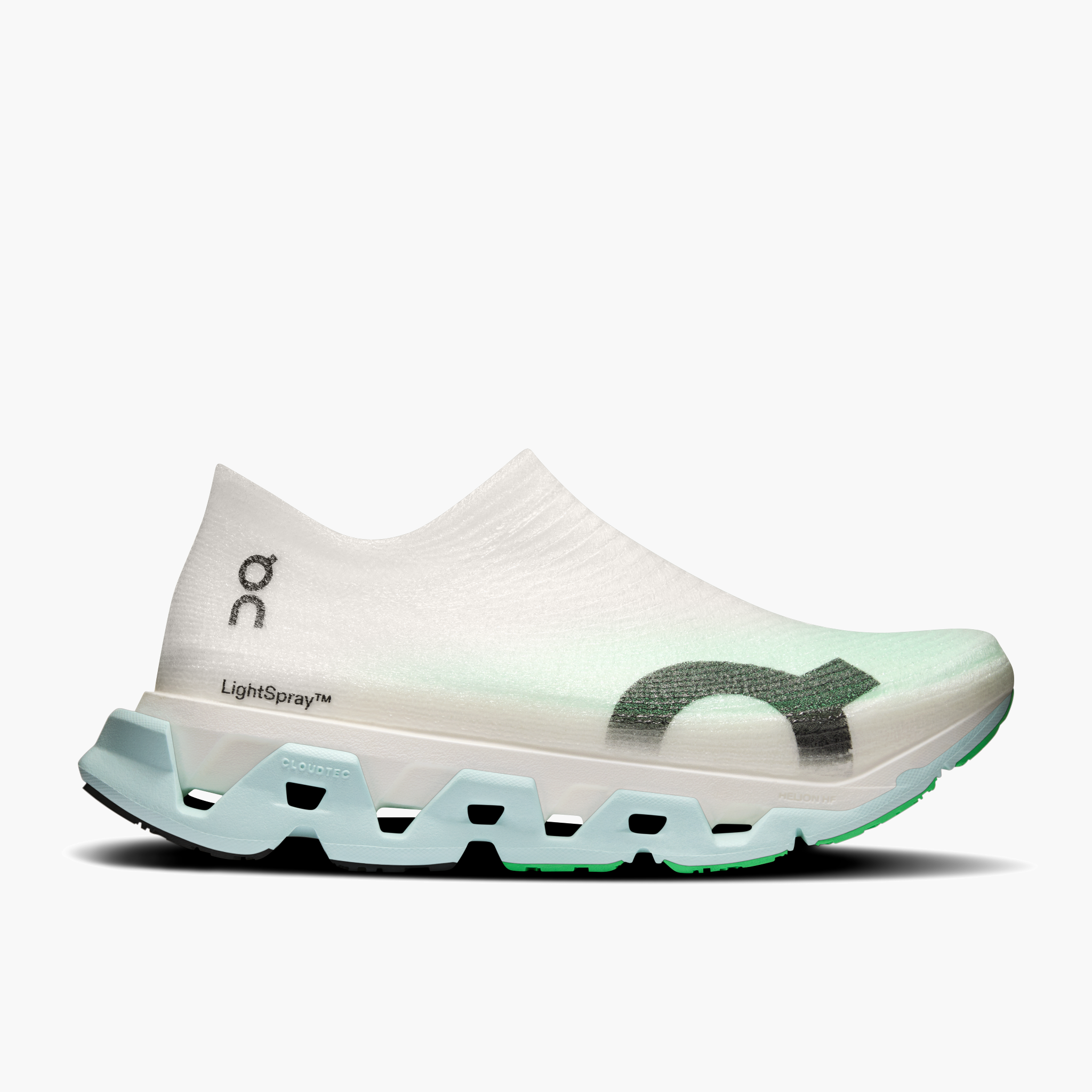 Lateral angle shot of All Gender Cloudmonster 3 Hyper in Flurry | Verdite