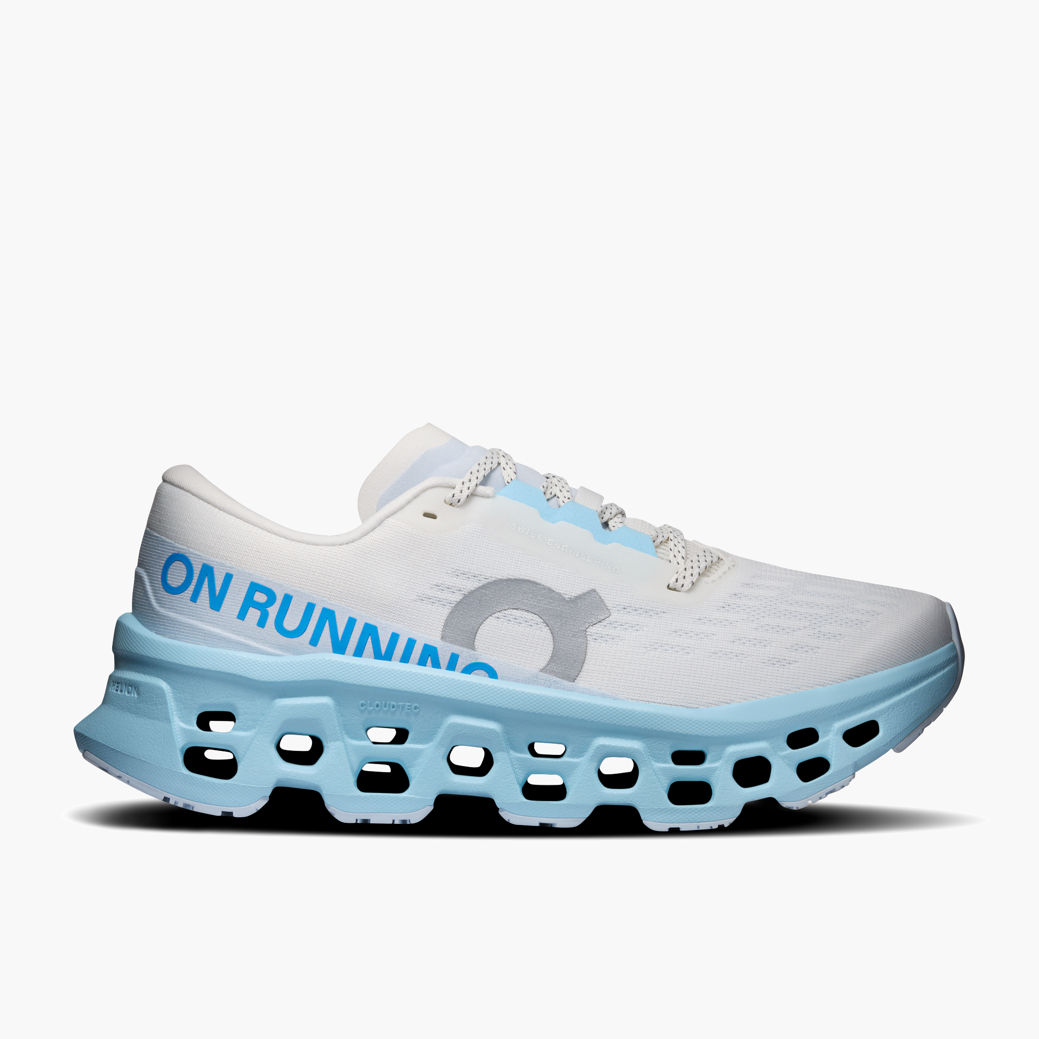 Lateral angle shot of Women's Cloudmonster 3 in Ivory | Topaz