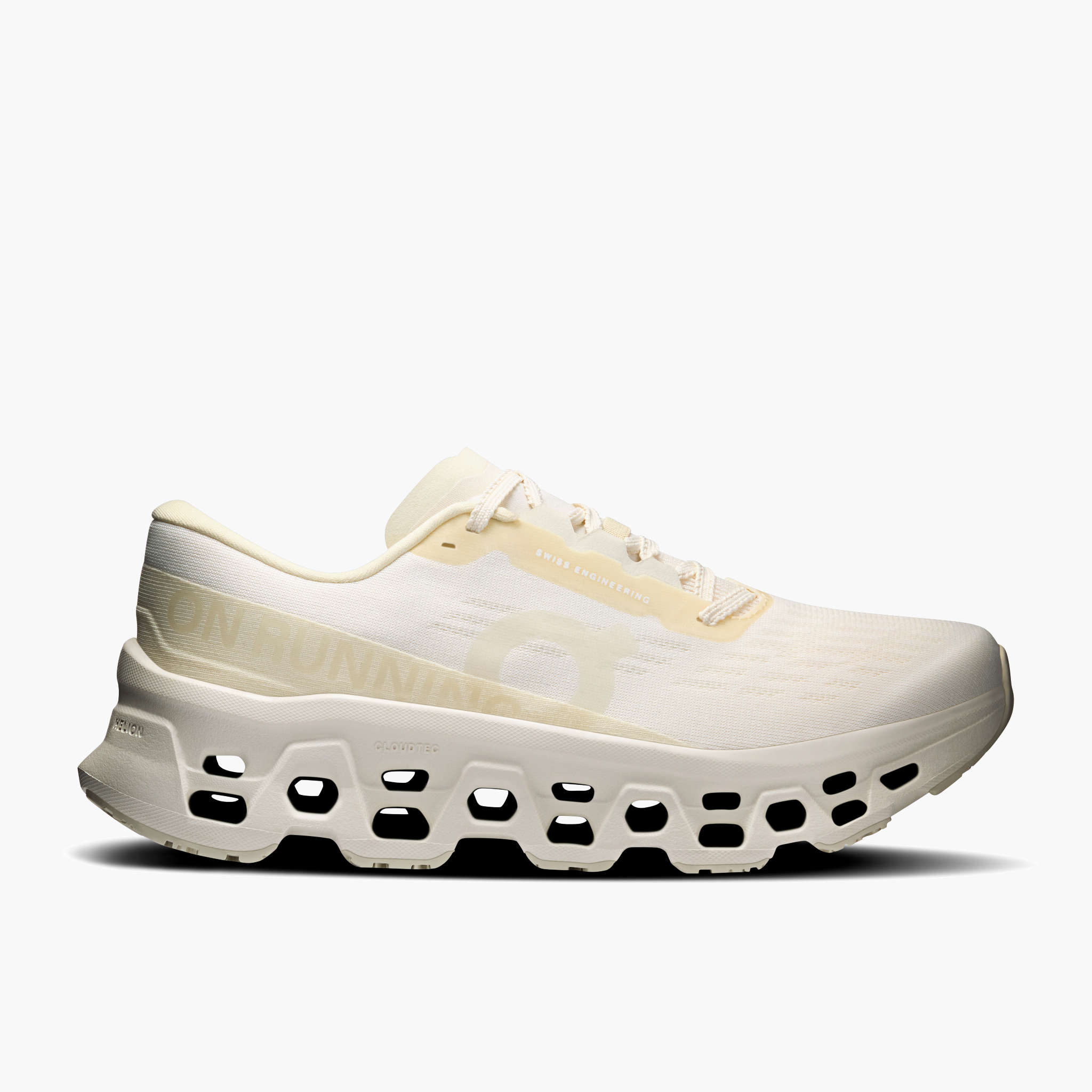 Lateral angle shot of Women's Cloudmonster 3 in Ivory | Ray