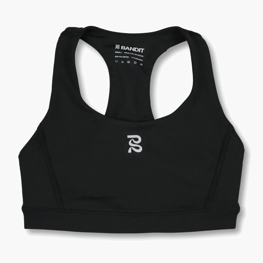 Stamina Scoop Neck Run Bra in Black - 1