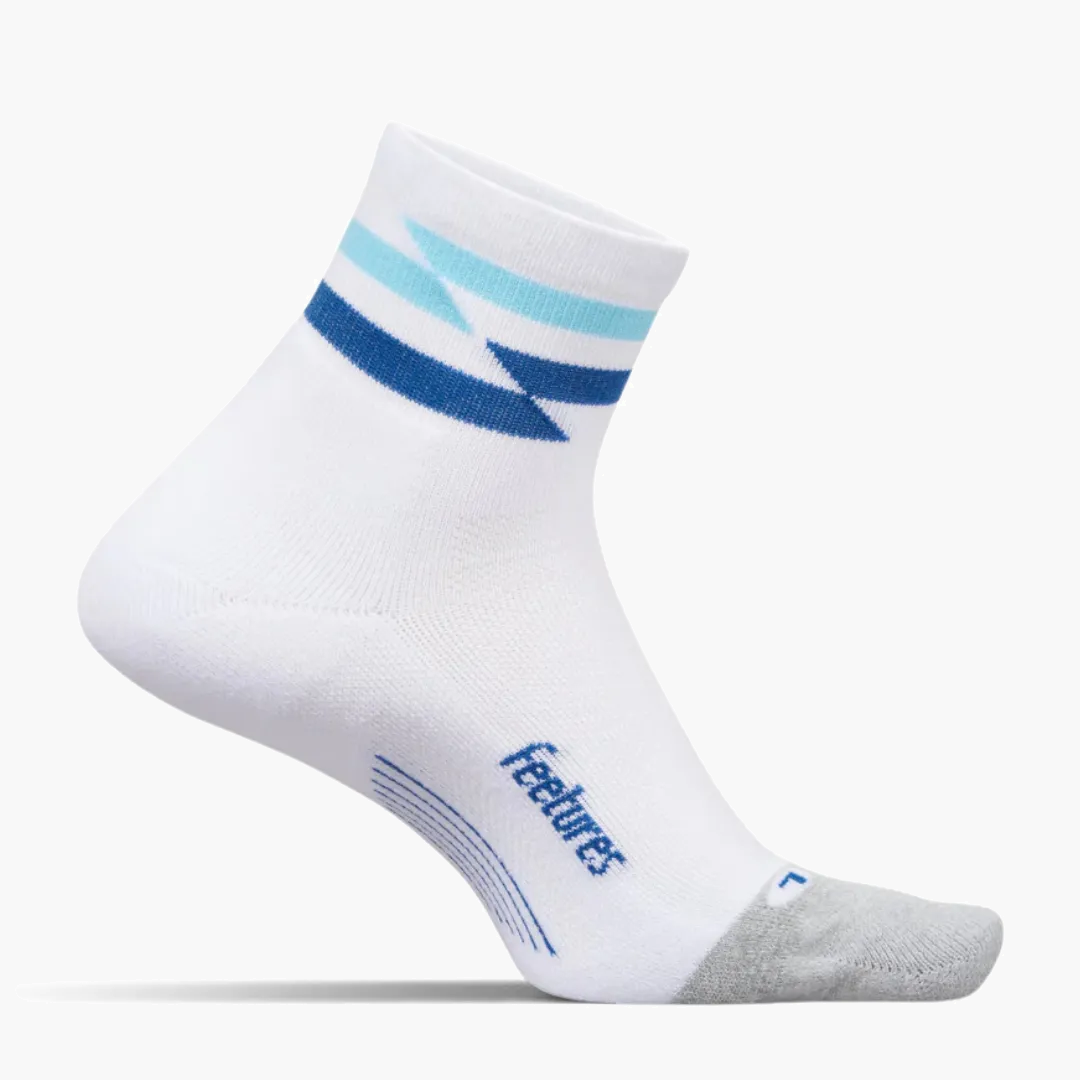 Elite Light Cushion Quarter Socks in White Track - 1