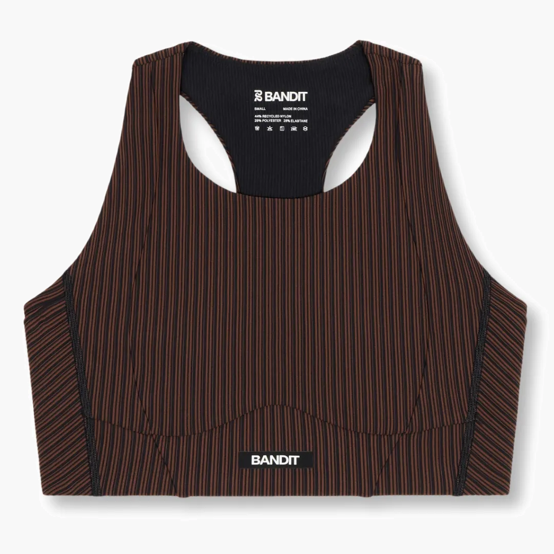 Striped Cadence Longline Bra - Cacao / Black (1)