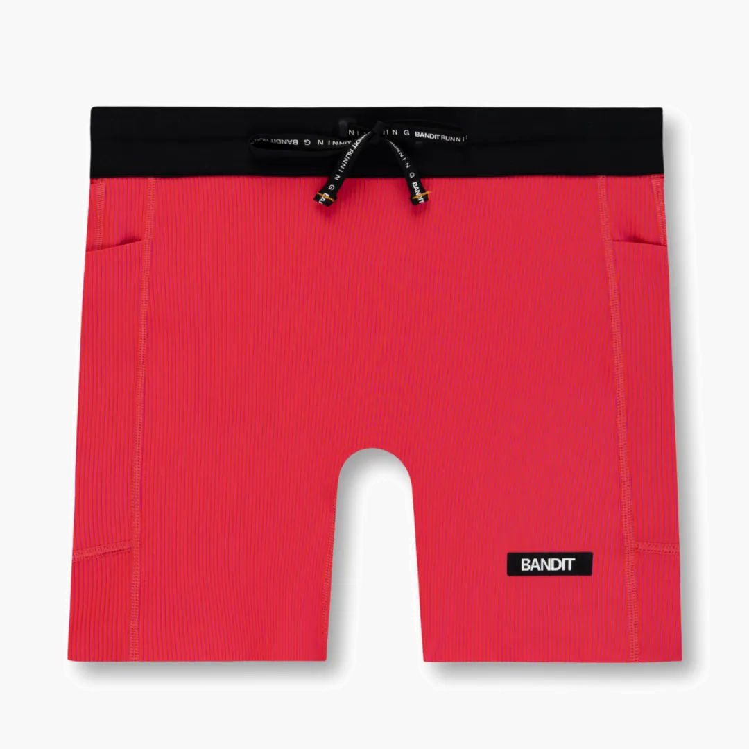 Women s Striped Cadence Compression Shorts 5 in Poppy / Azalea - 1