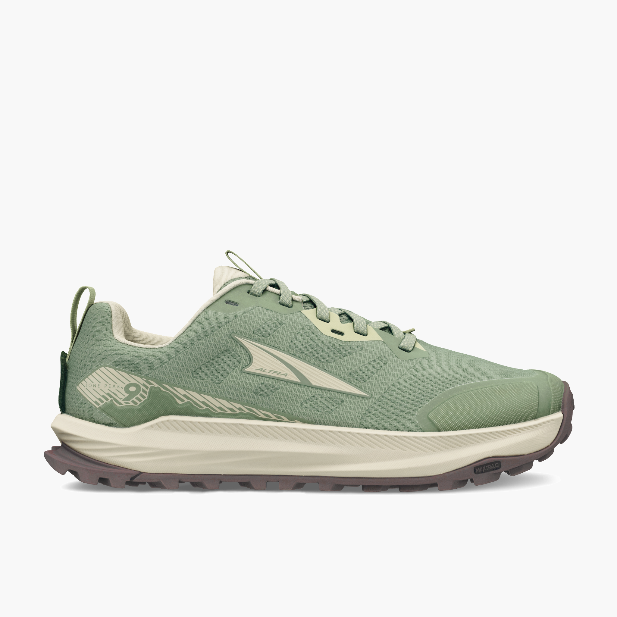 Lateral angle shot of Women's Lone Peak 9 in Green