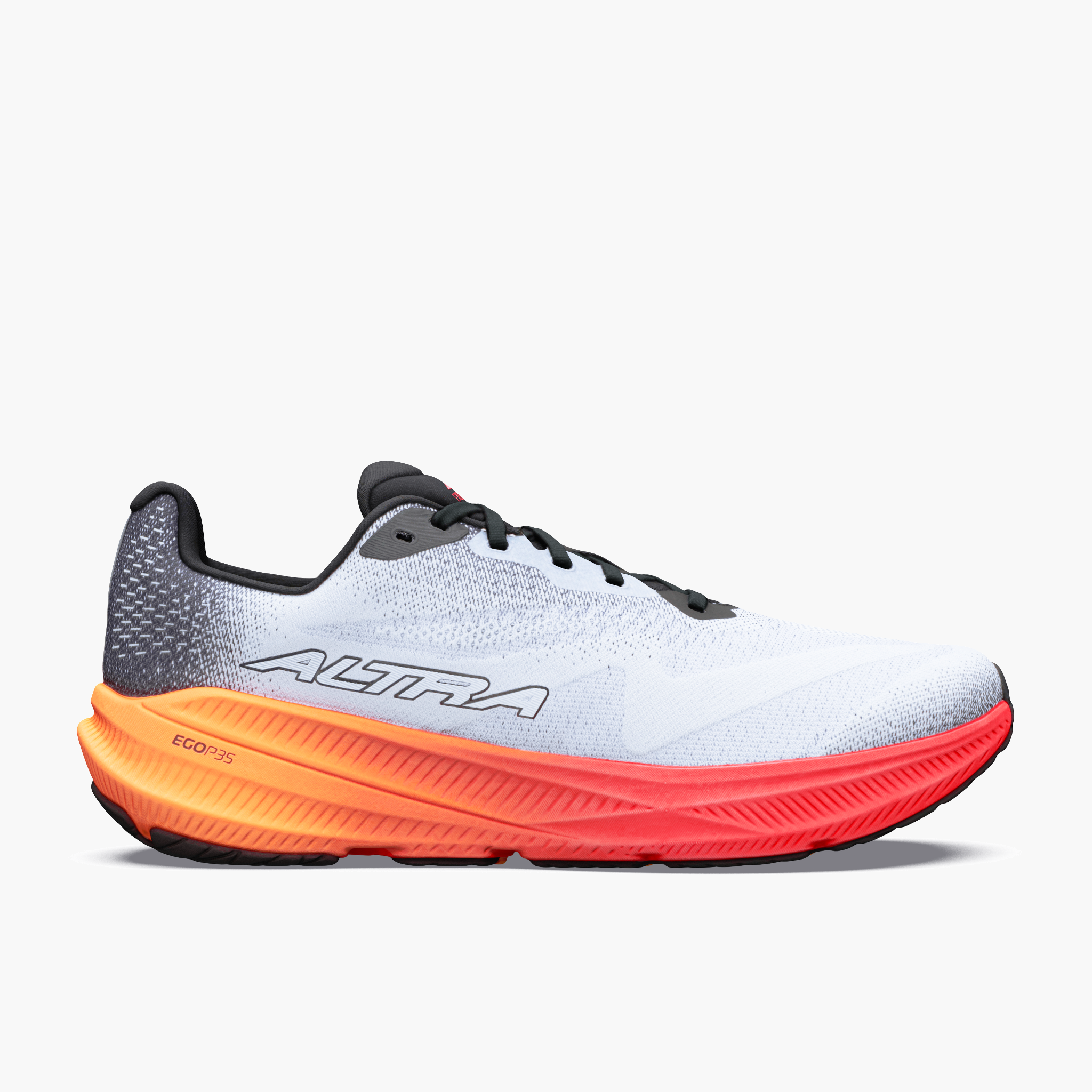 Lateral angle shot of Men's Experience Flow 3 in White / Black / Orange Pop
