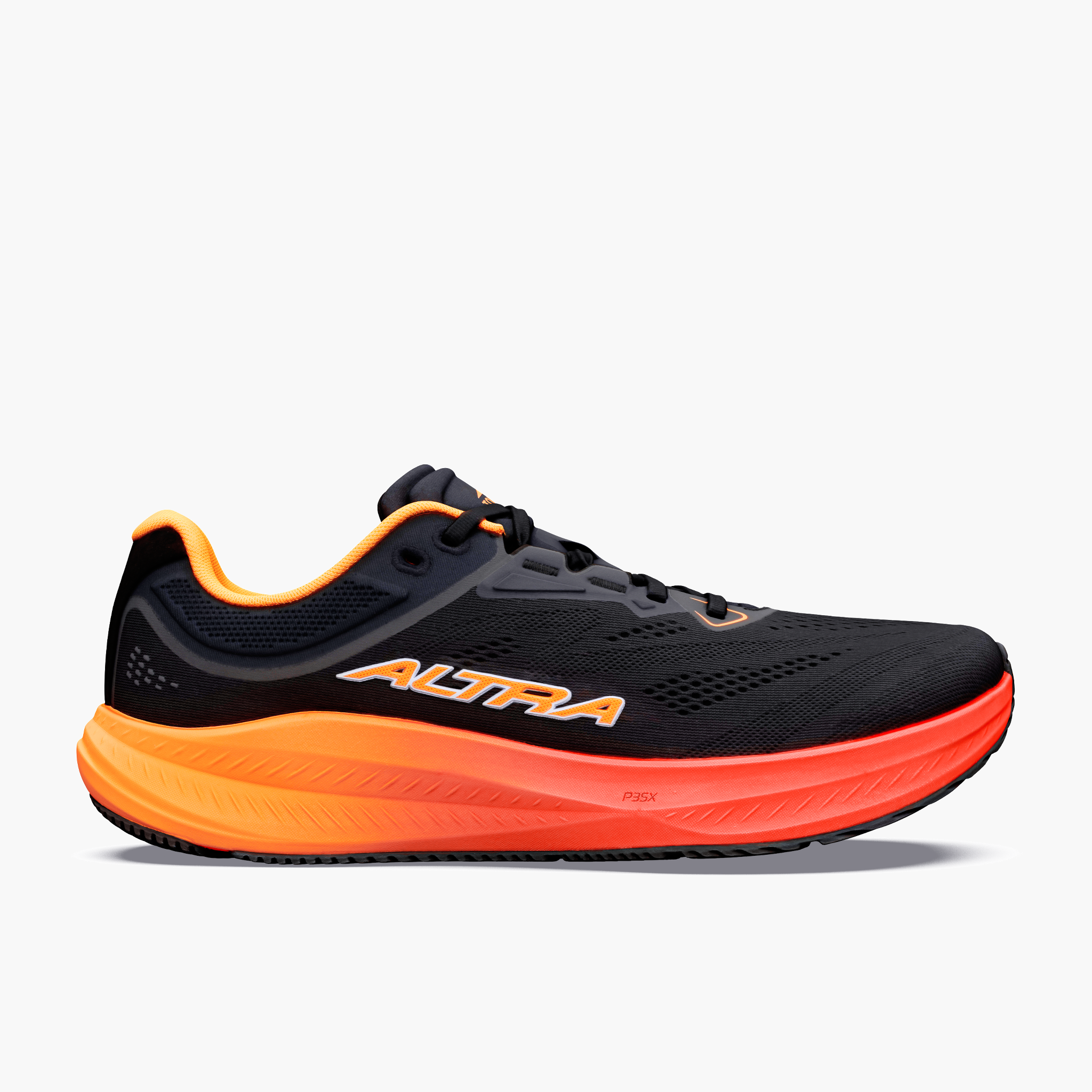 Lateral angle shot of Men's Torin 9 in Blk / Orng Pop / Firy Coral