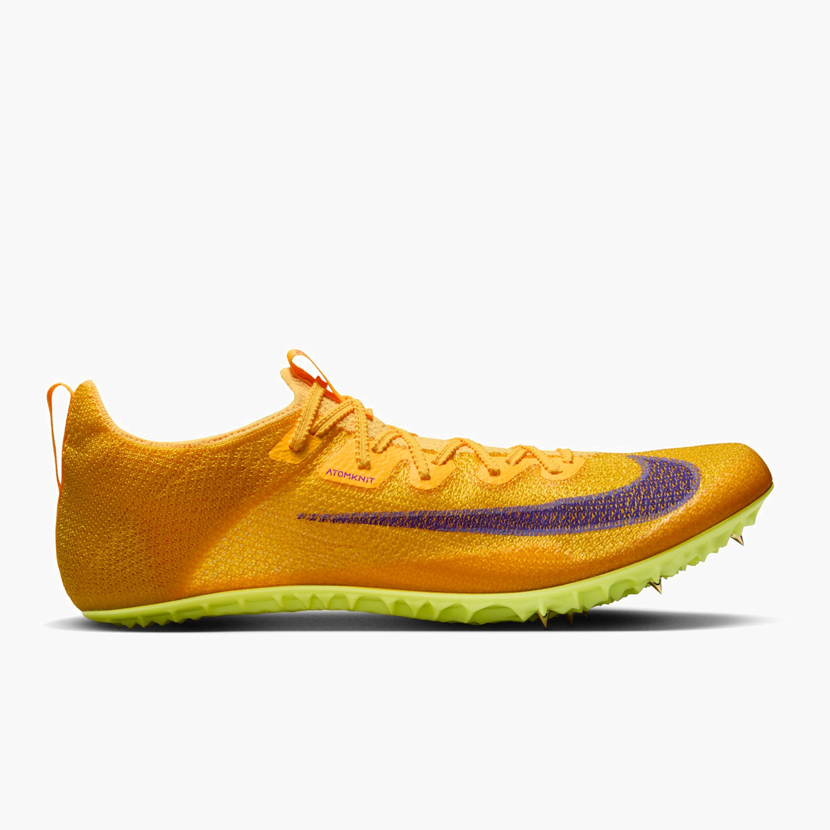 Lateral angle shot of All Gender Superfly Elite 2 in Citron Pulse / Volt Ice-Laser Orange-Indigo Burst