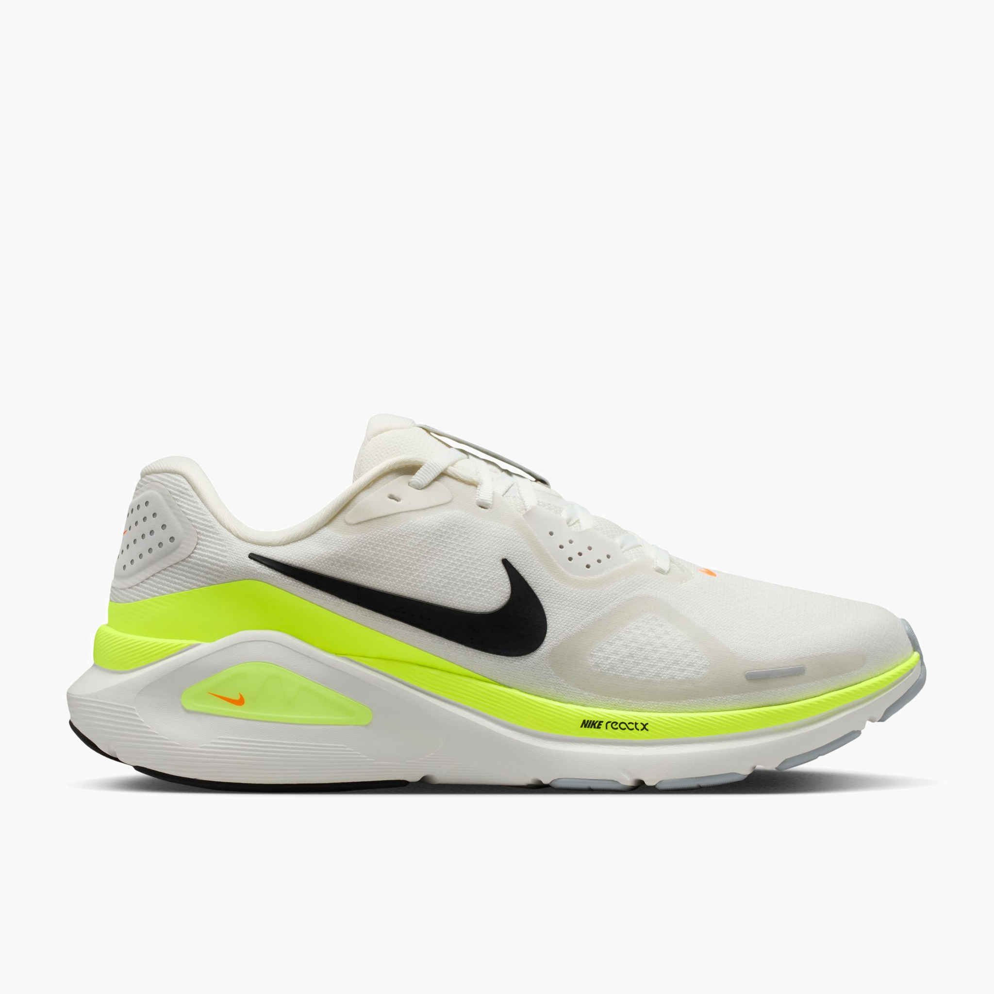 Lateral angle shot of Men's Structure 26 in Summit White / Black-Volt-Total Orange