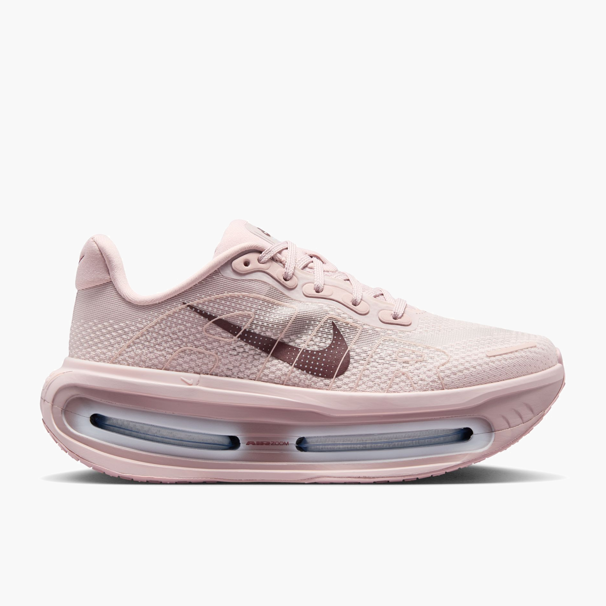 Lateral angle shot of Women's Vomero Premium in Particle Rose / Burgundy Crush