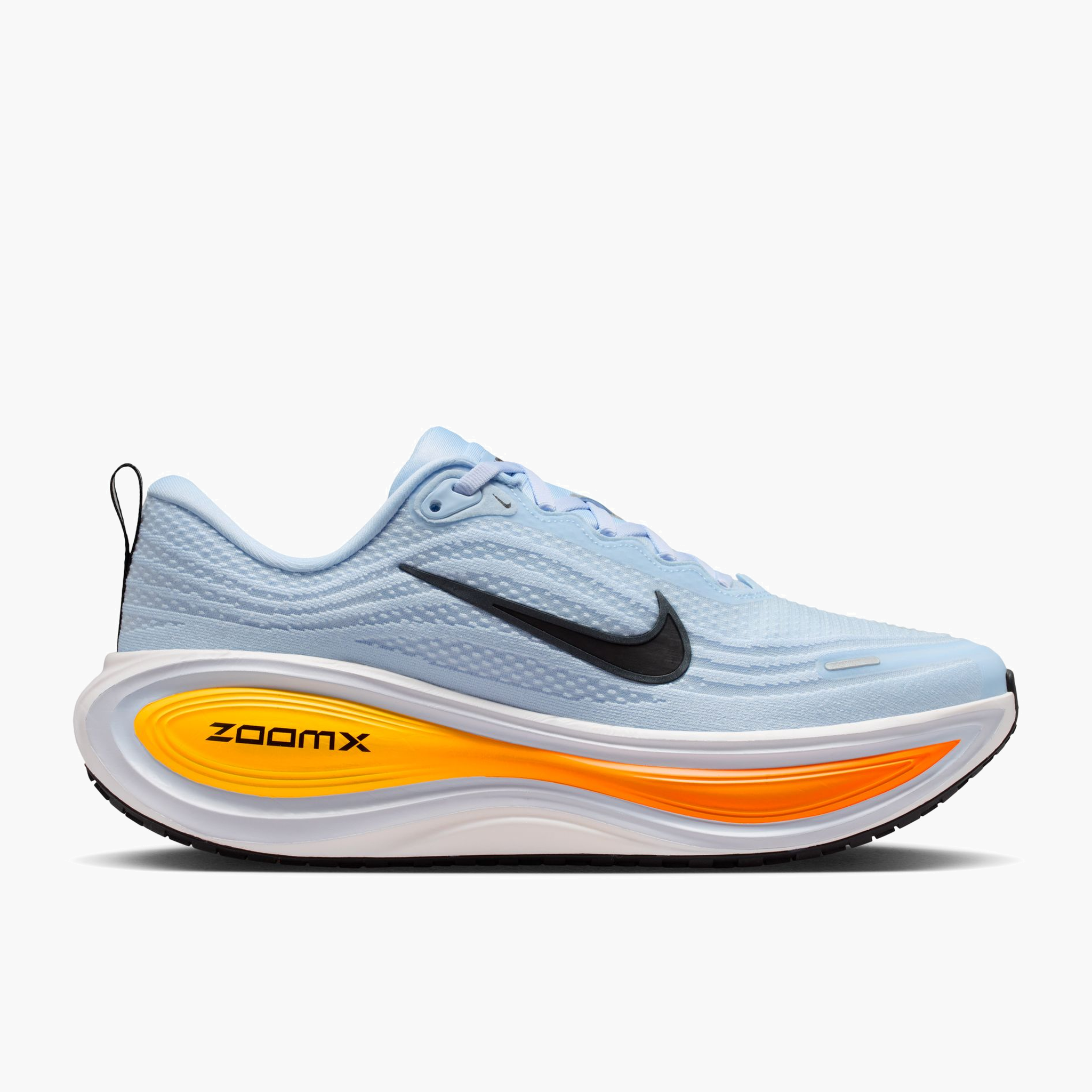 Lateral angle shot of Men's Vomero Plus in Hydrogen Blue / Black-White-Total Orange