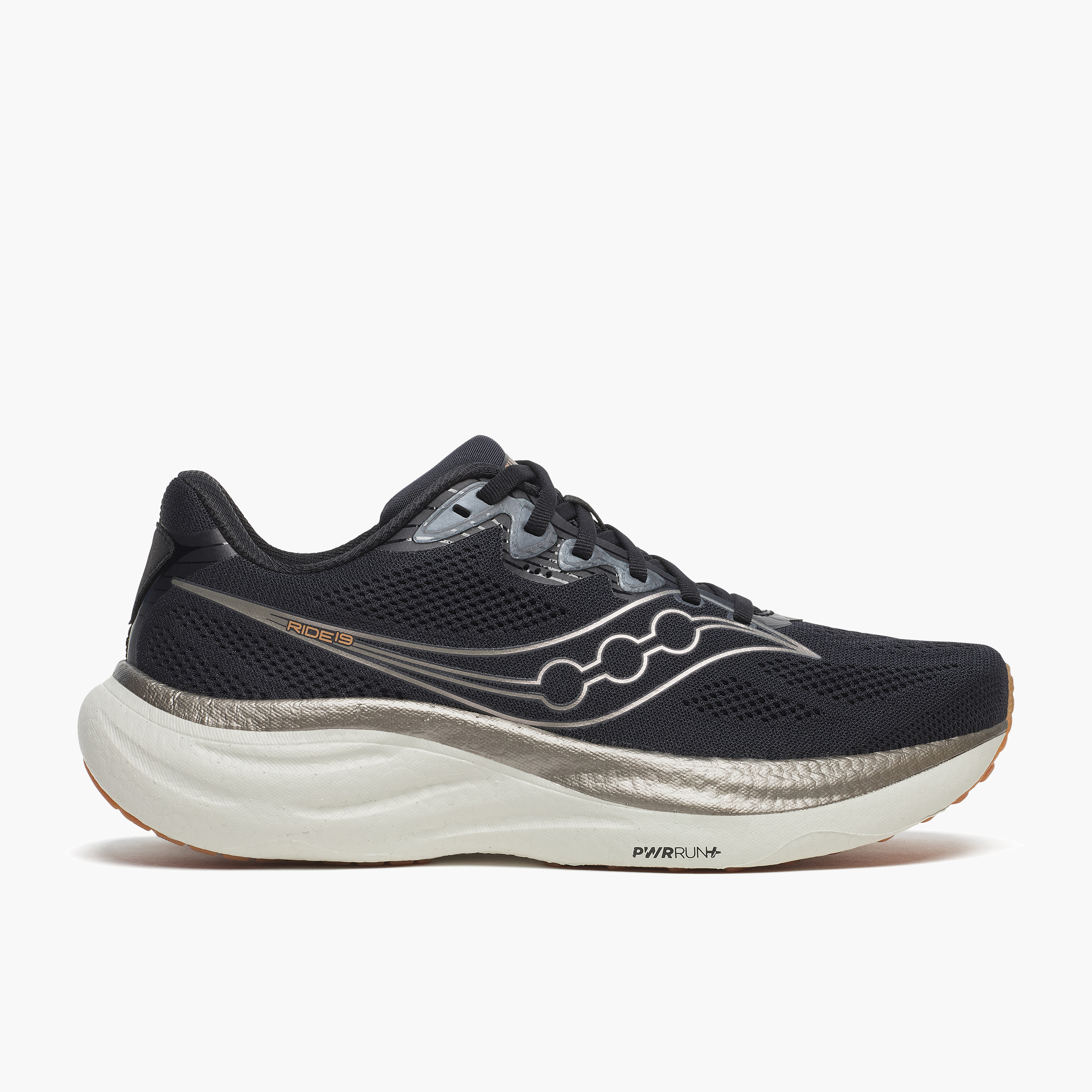 Lateral angle shot of Men's Ride 19 in Black / Pewter