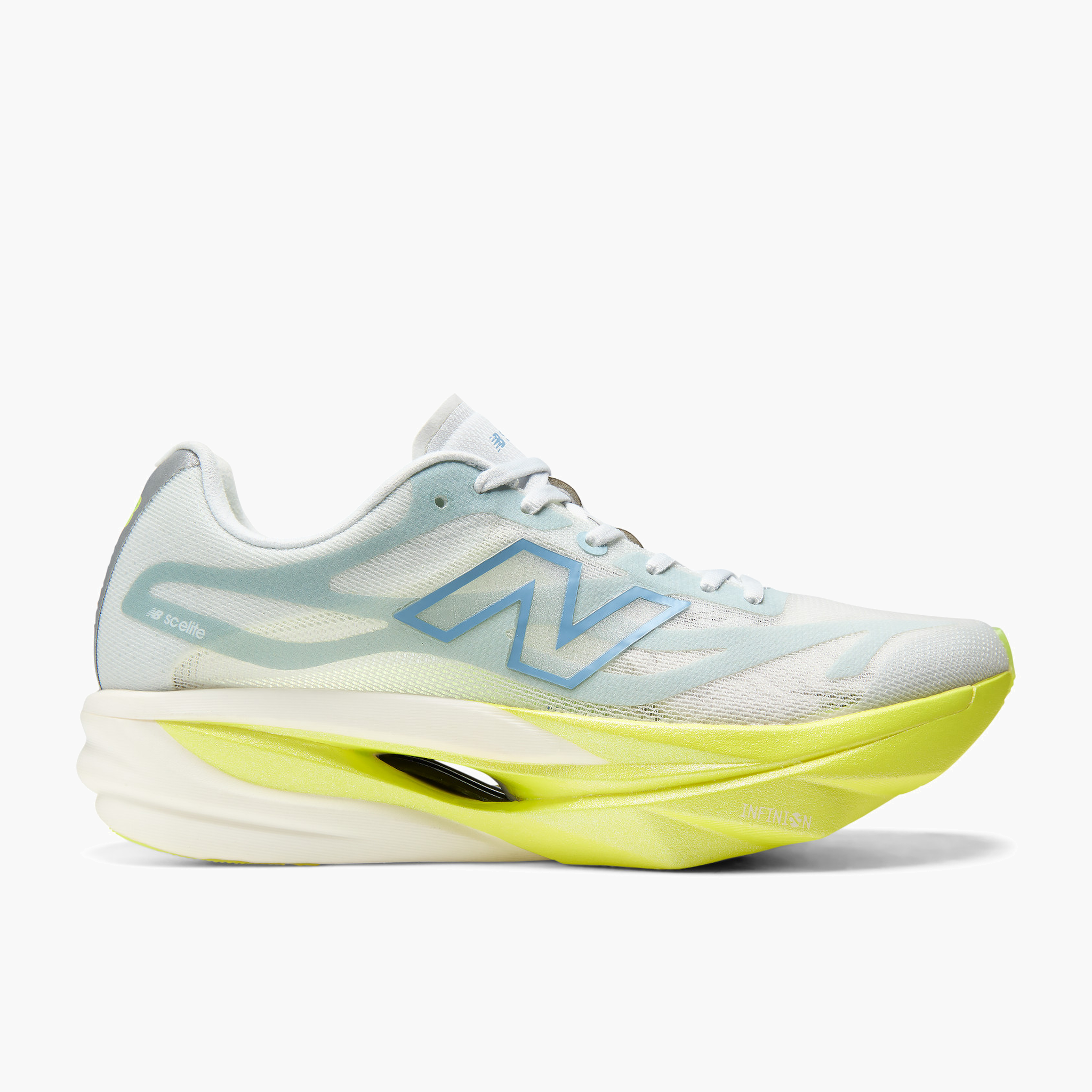 Lateral angle shot of Women's Supercomp Elite v6 in Fresh Air / Alkaline Green