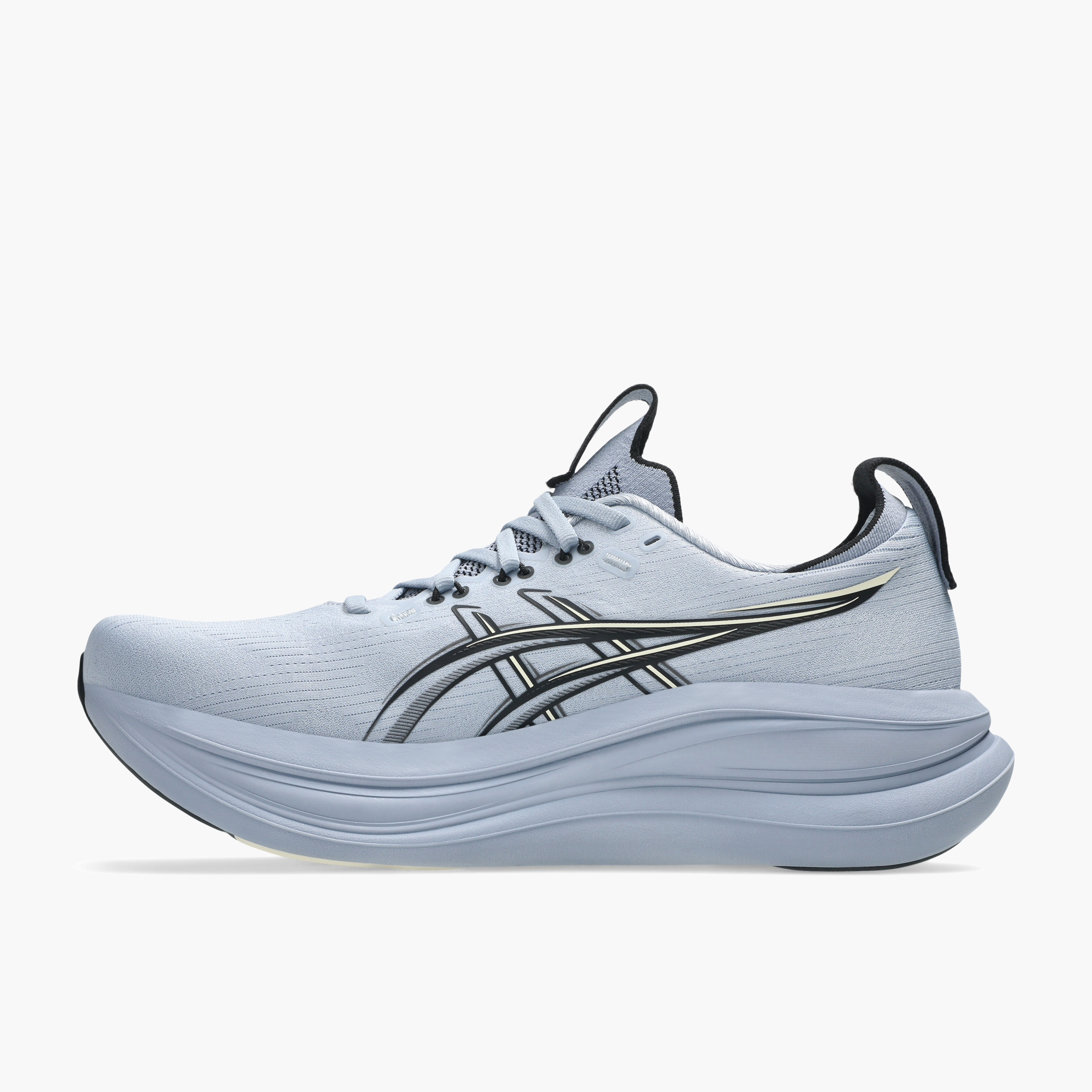 Medial angle shot of Men's Gel-Nimbus 28 in Grey Blue / Black