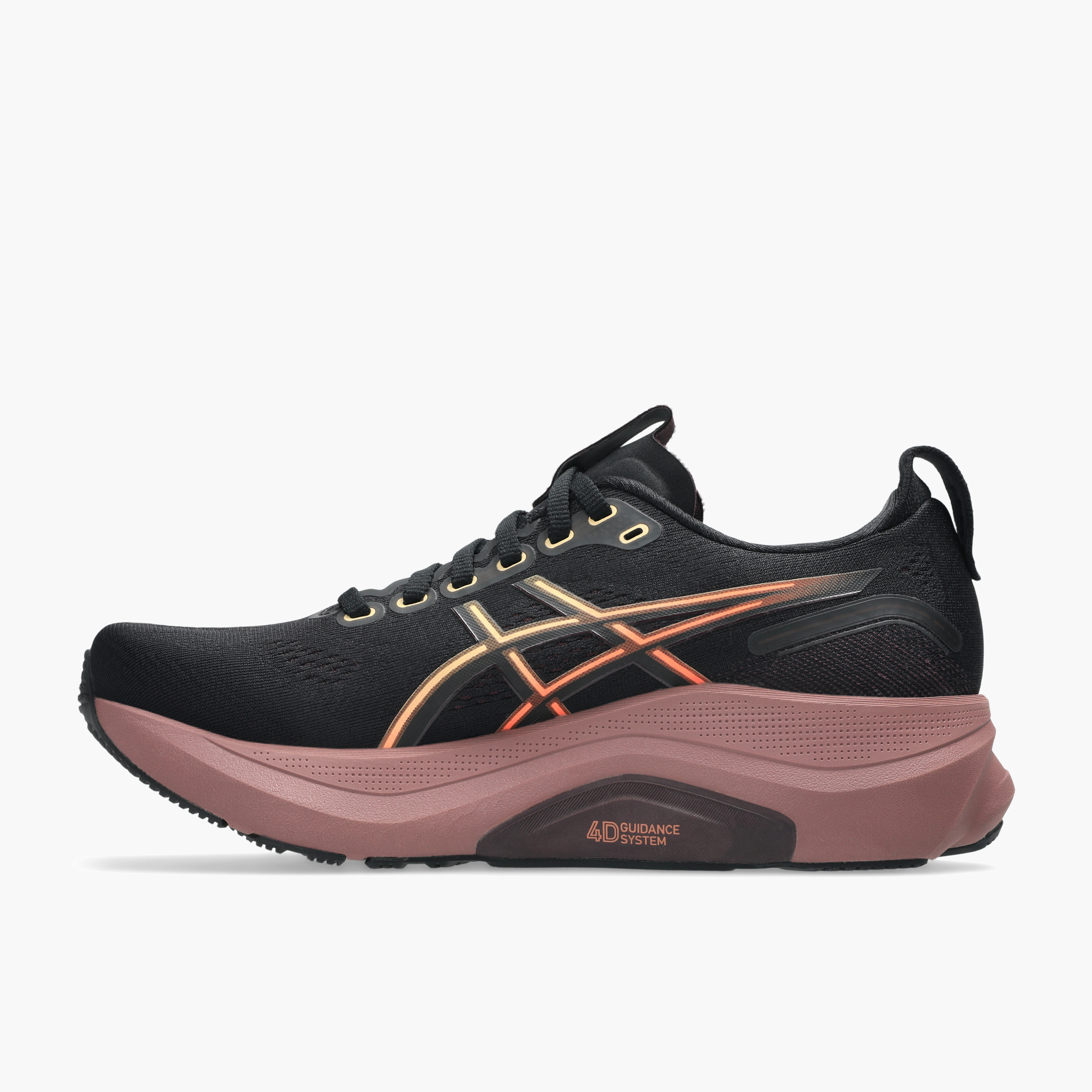 Medial angle shot of Women's Gel-Kayano 32 in Black / Dark Currant