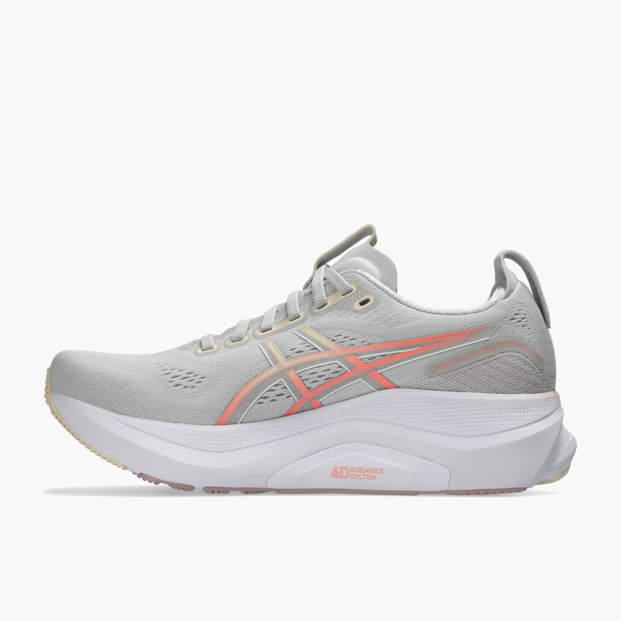 Medial angle shot of Women's Gel-Kayano 32 in Cloud Grey / Seashell
