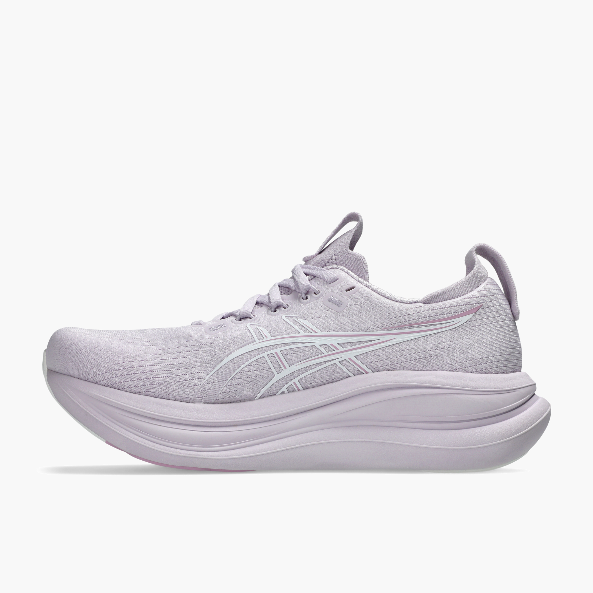 Medial angle shot of Women's Gel-Nimbus 28 in Dahlia / White