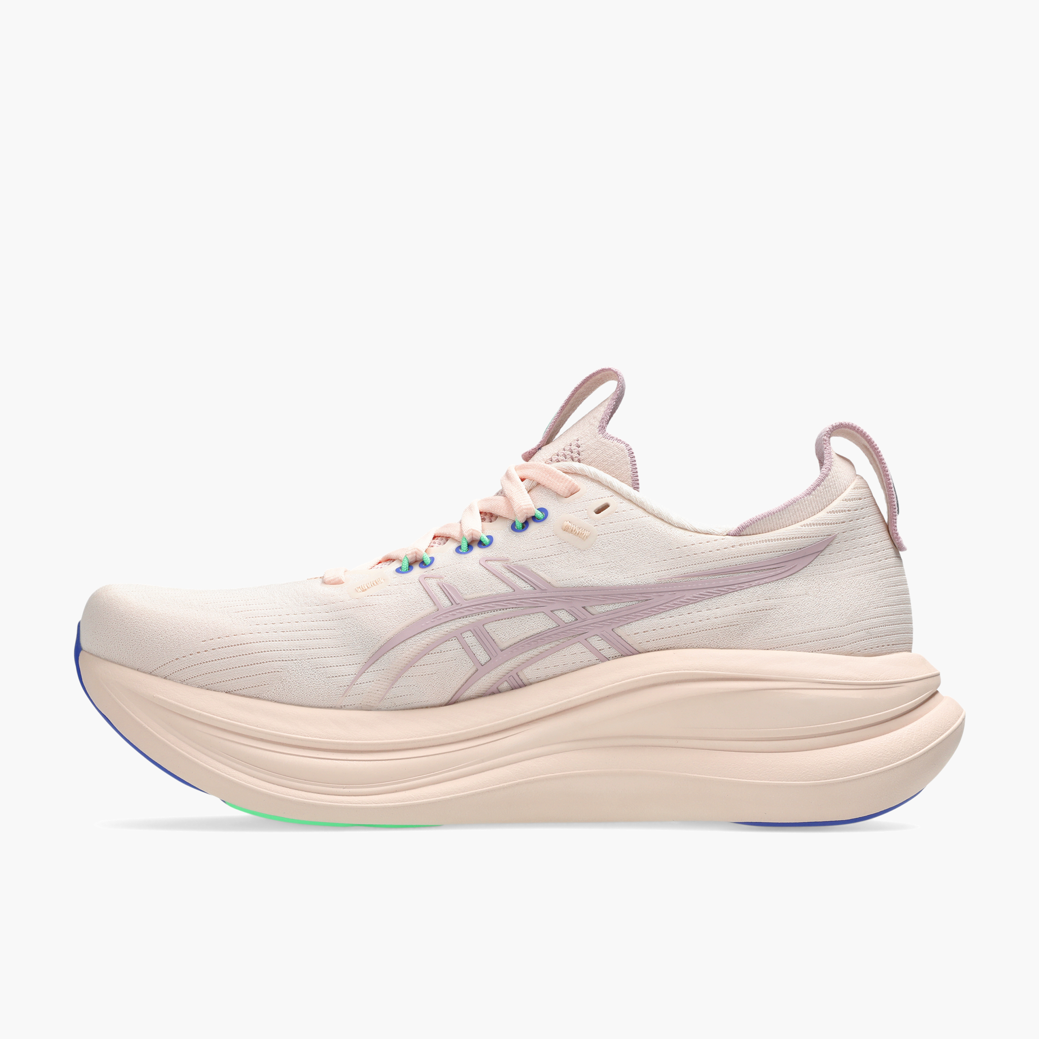 Medial angle shot of Women's Gel-Nimbus 28 in Pearl Pink / Morganite