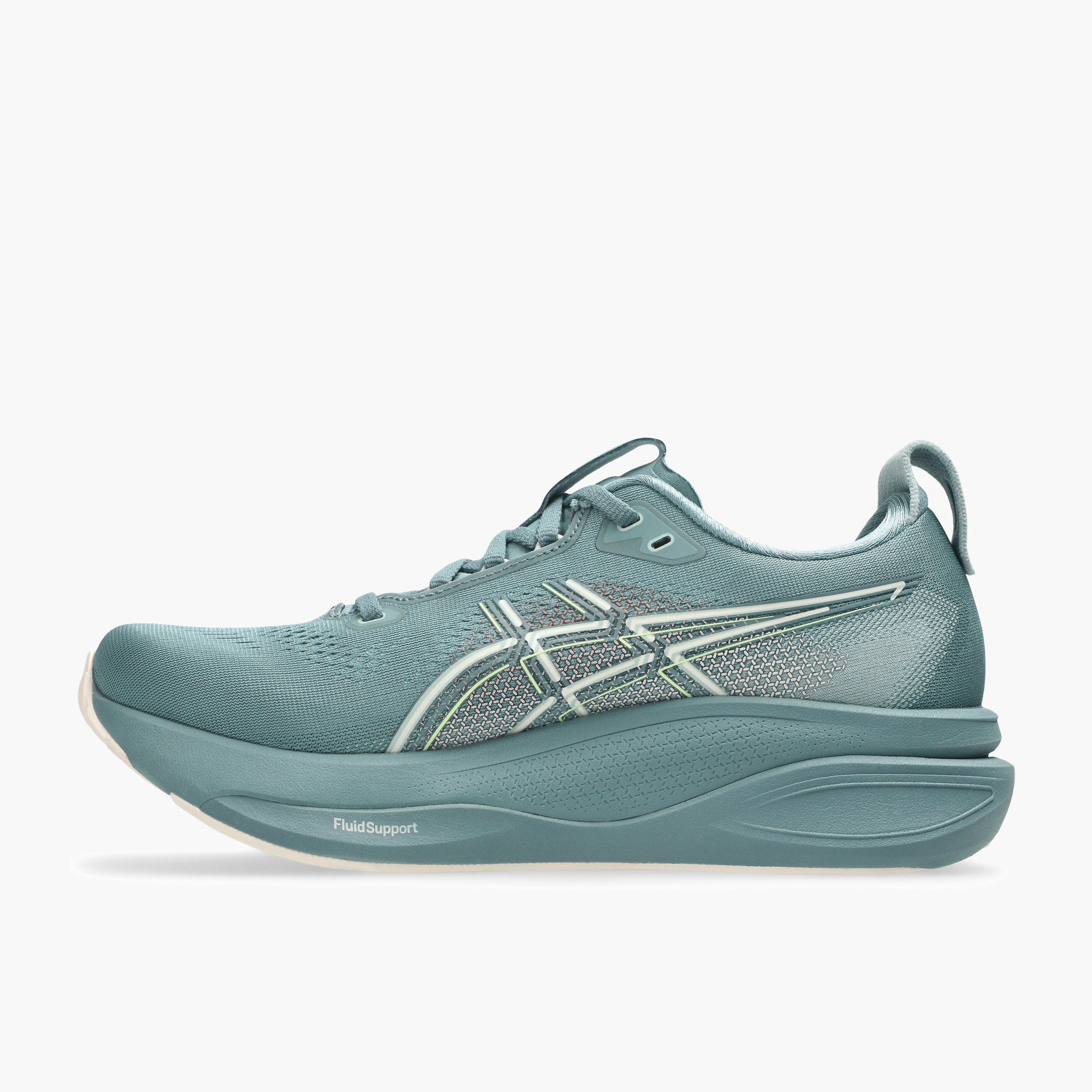 Medial angle shot of Women's Gel-Kayano 33 in Foggy Teal / Rose Dust