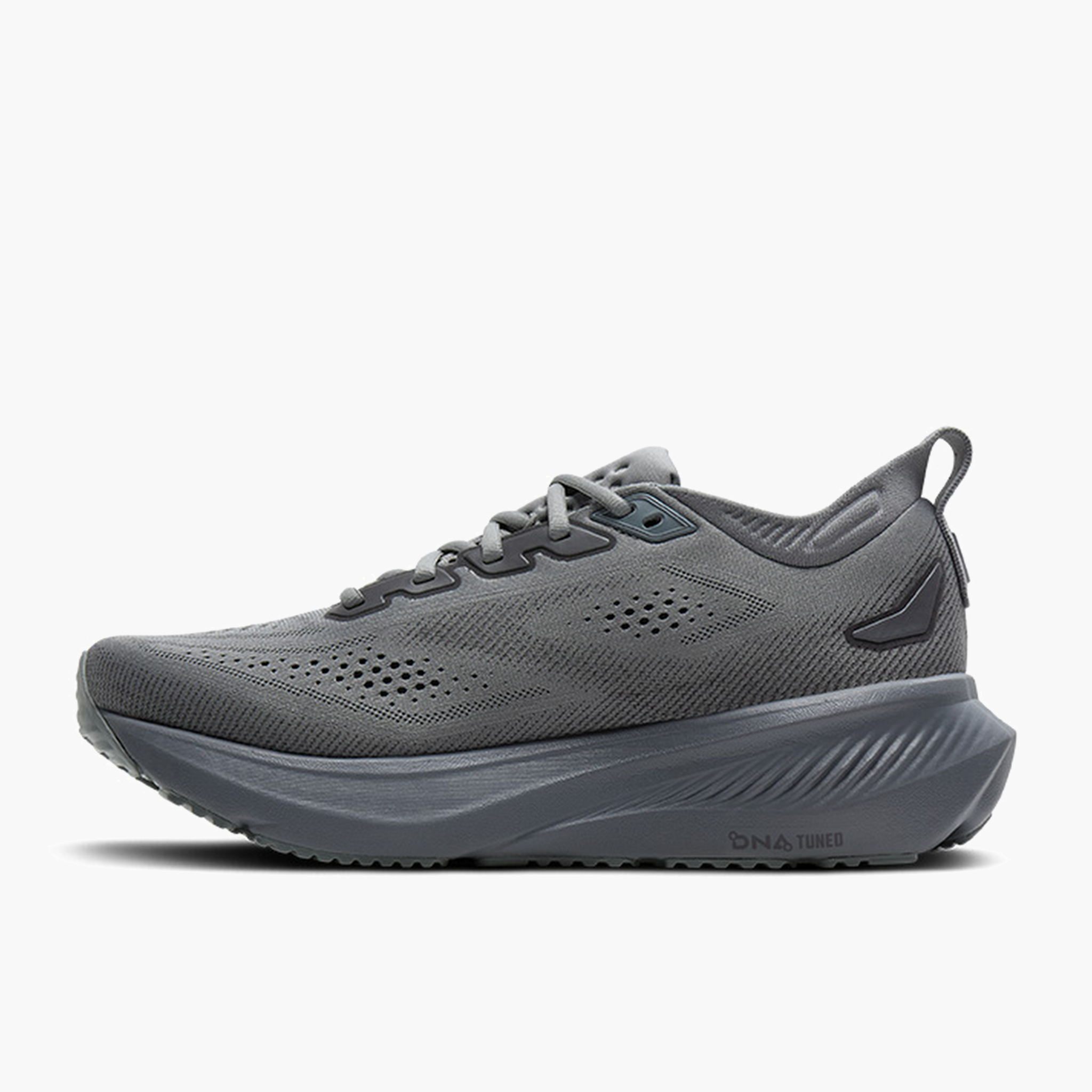 Medial angle shot of Men's Glycerin 23 in Grey / Blackened Pearl / Black