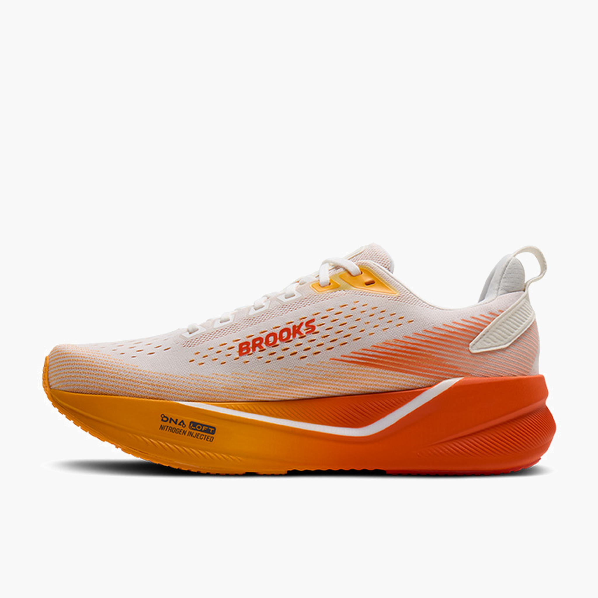 Medial angle shot of Men's Ghost Max 4 in White / Orange / Red